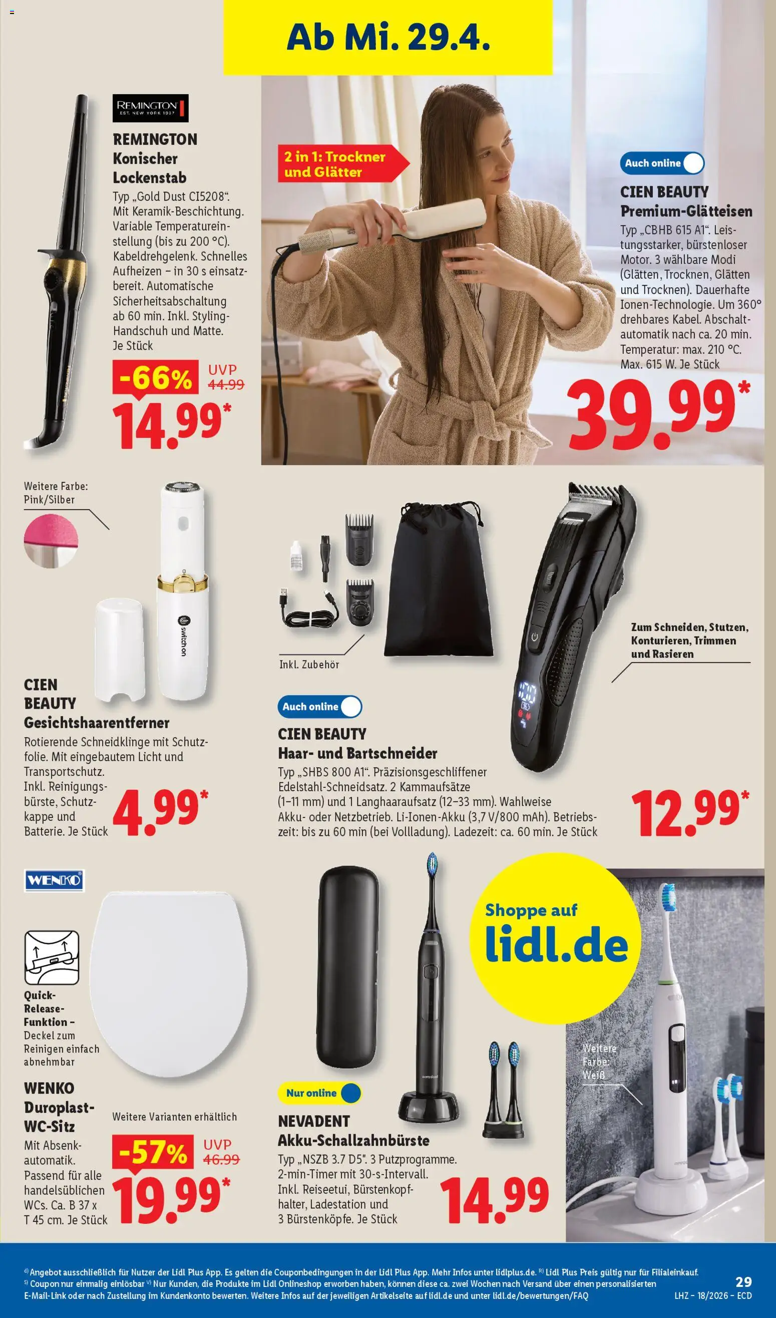 Lidl Prospekt – gültig ab 27.04.2026 | Seite: 23 | Produkte: Trockner, Lockenstab, Kappe