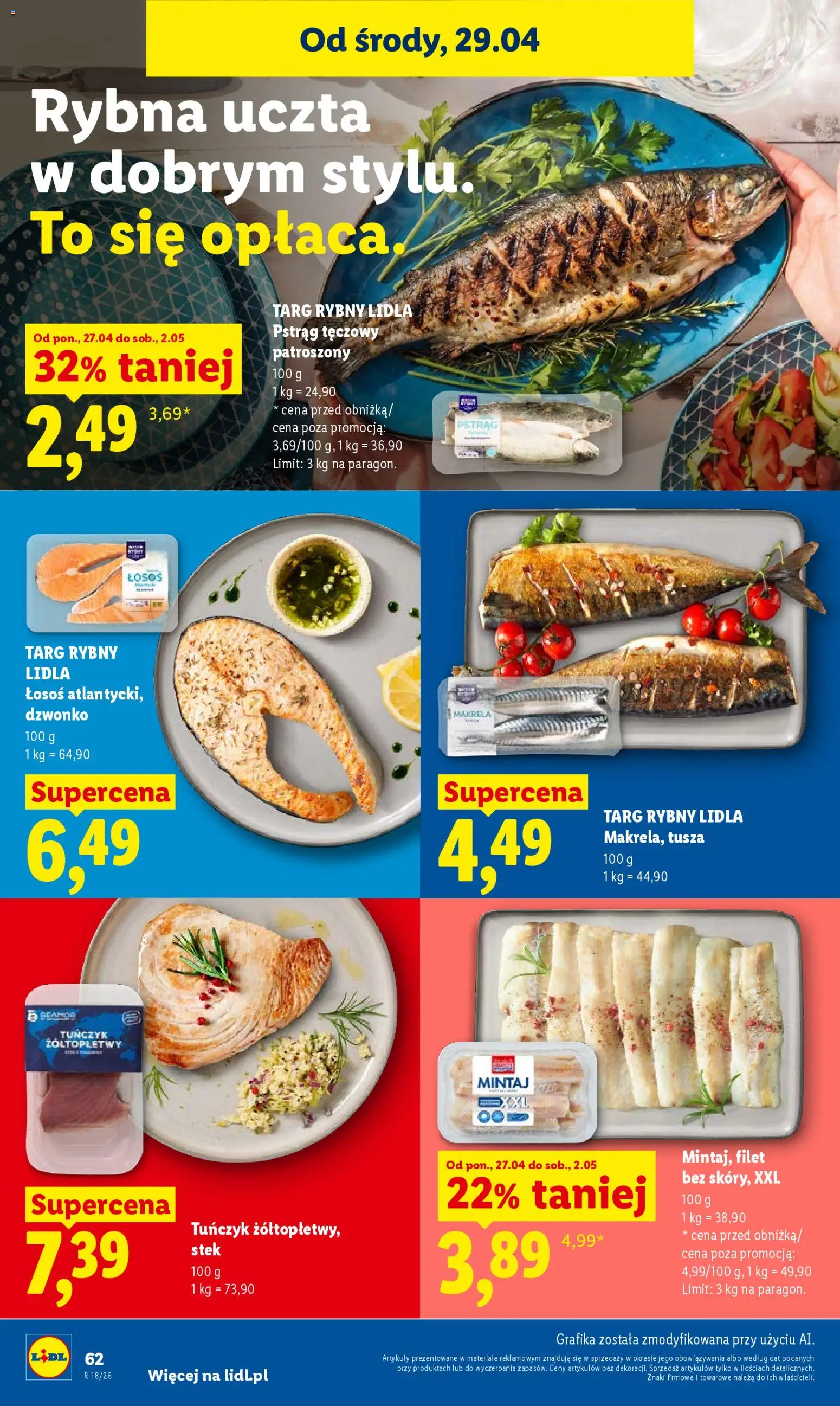 Lidl Polsko leták od 29.04.2026 | Strana: 62 | Produkty: Losos, Makrela, Filet