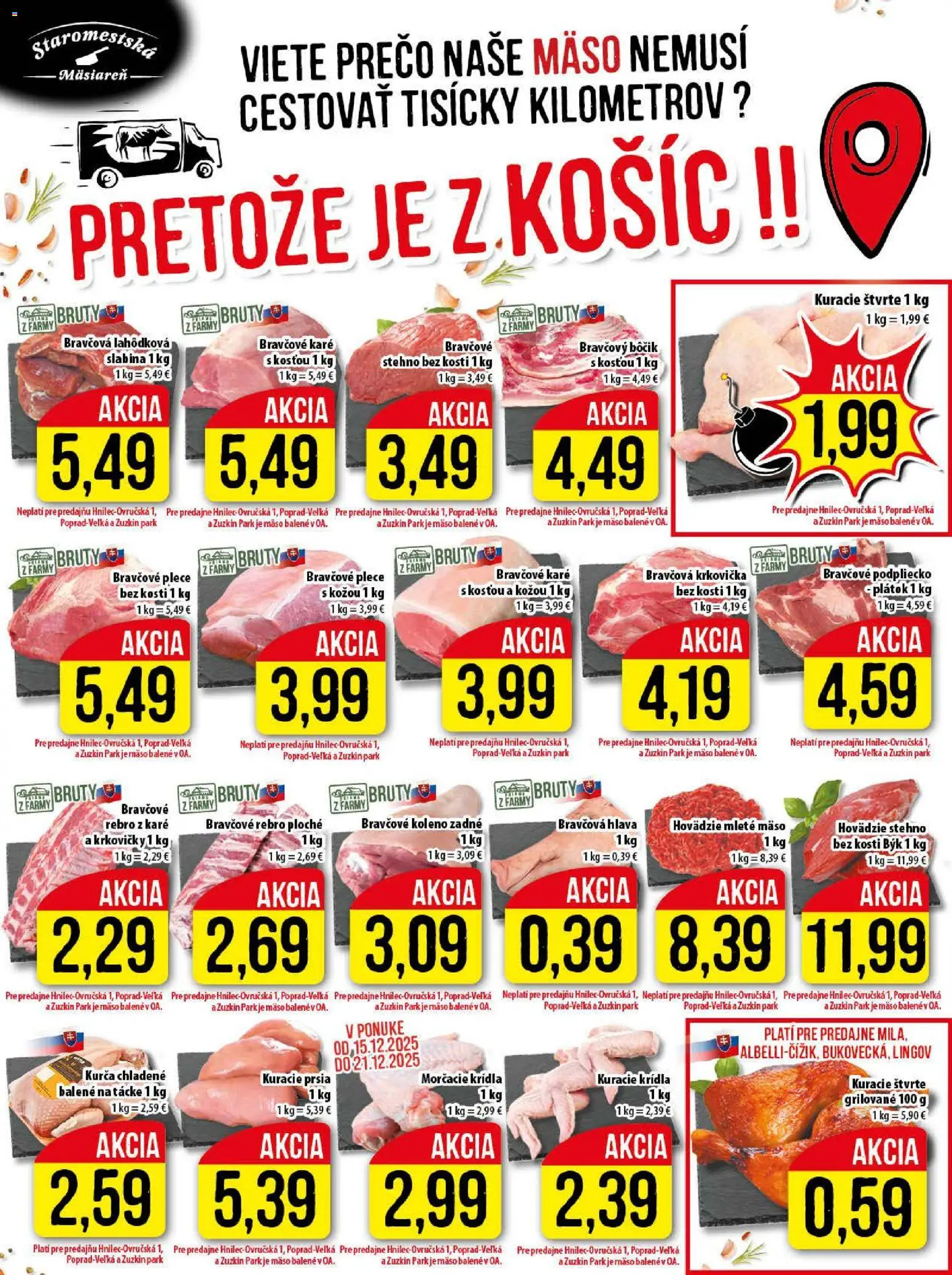 Nové Klas akcie – leták je platný od 15.12.2025 | Strana: 6 | Produkty: Bravčová krkovička, Bravčový bôčik, Mleté mäso, Bravčové karé