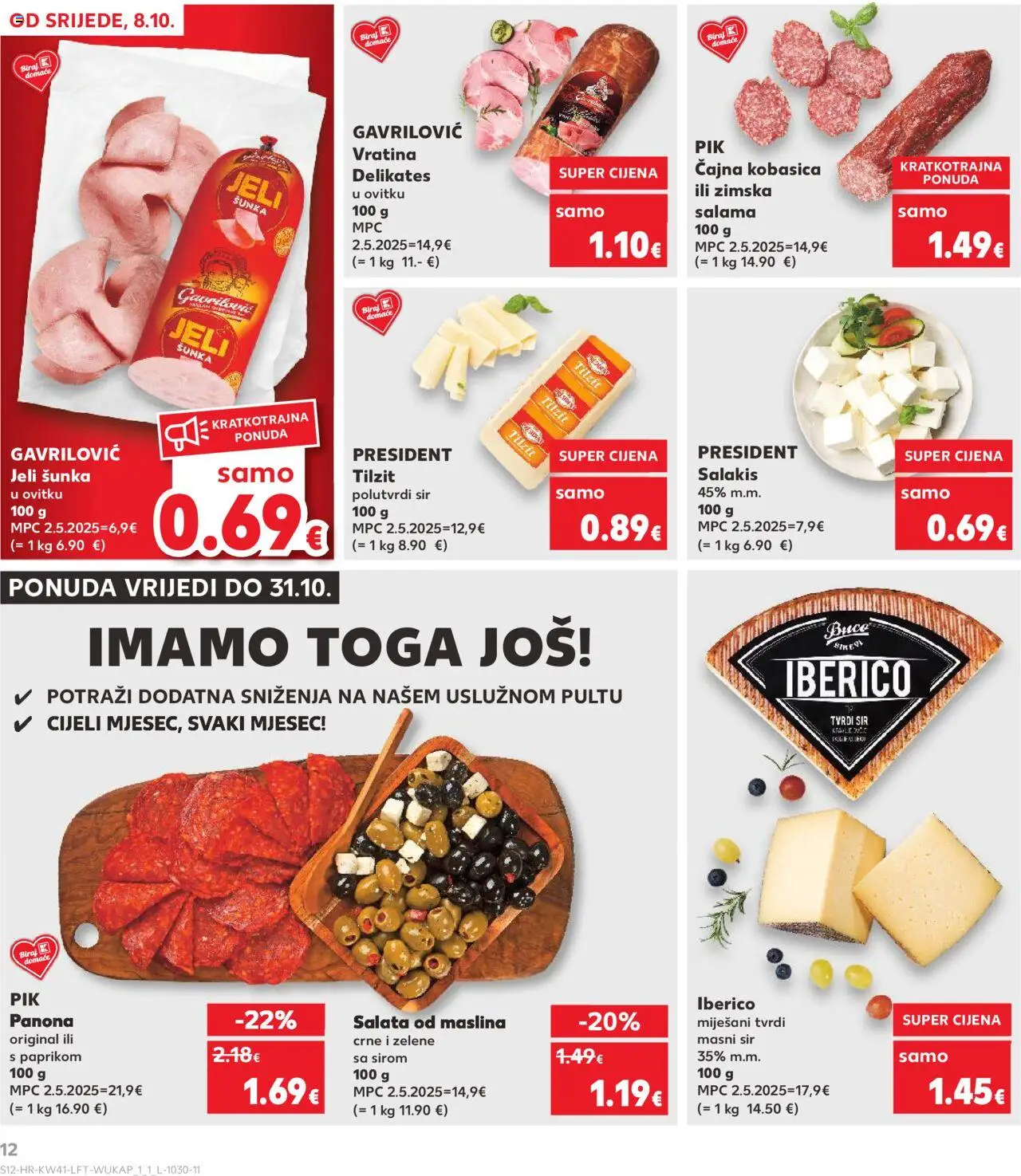 Kaufland katalog | vrijedi od 08.10.2025 | Stranica: 12 | Proizvodi: Sir, Salata, Kobasica, Tvrdi sir