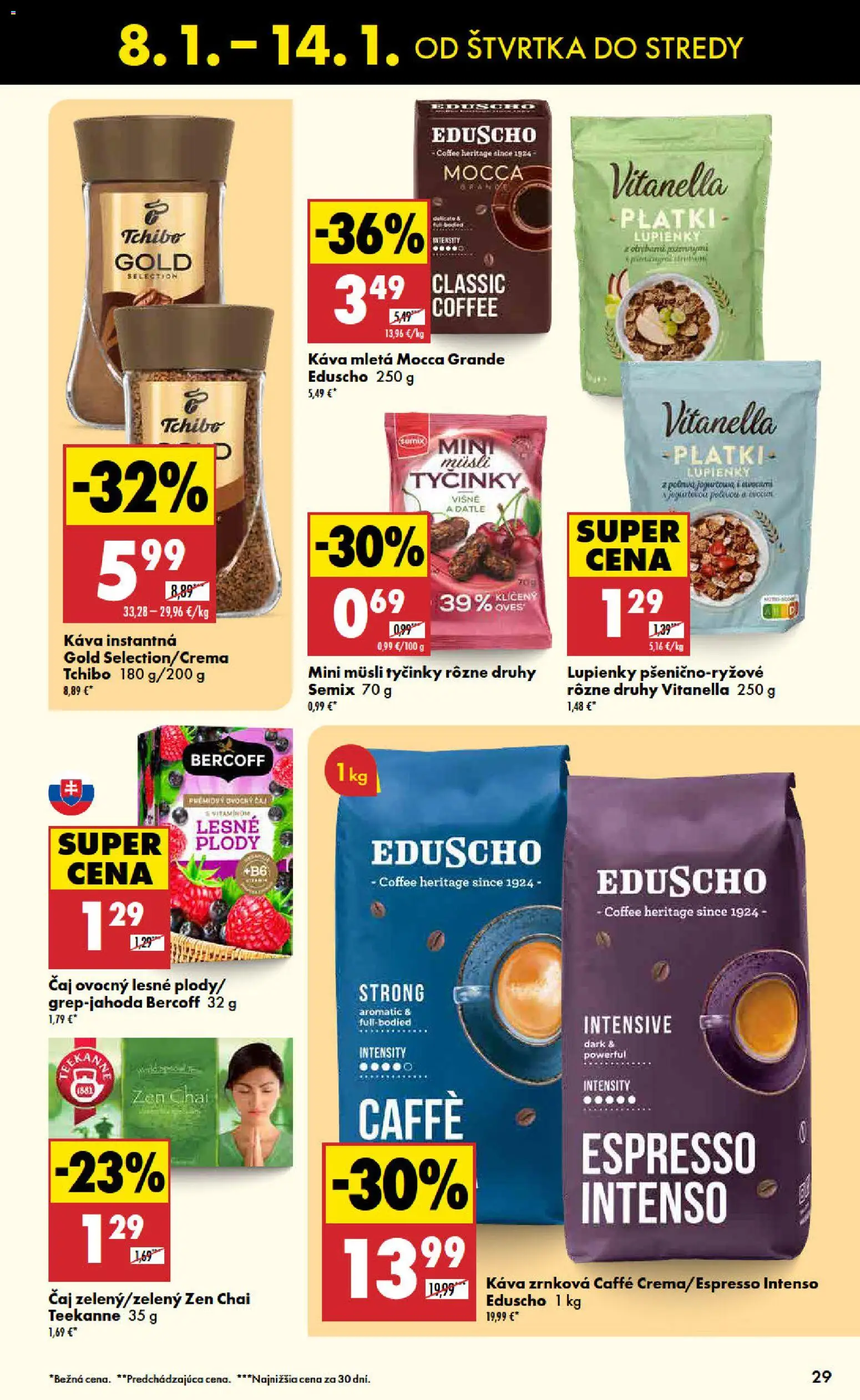 Nové Biedronka akcie – leták je platný od 08.01.2026 | Strana: 29 | Produkty: Káva, Čaj, Teekanne, Višne
