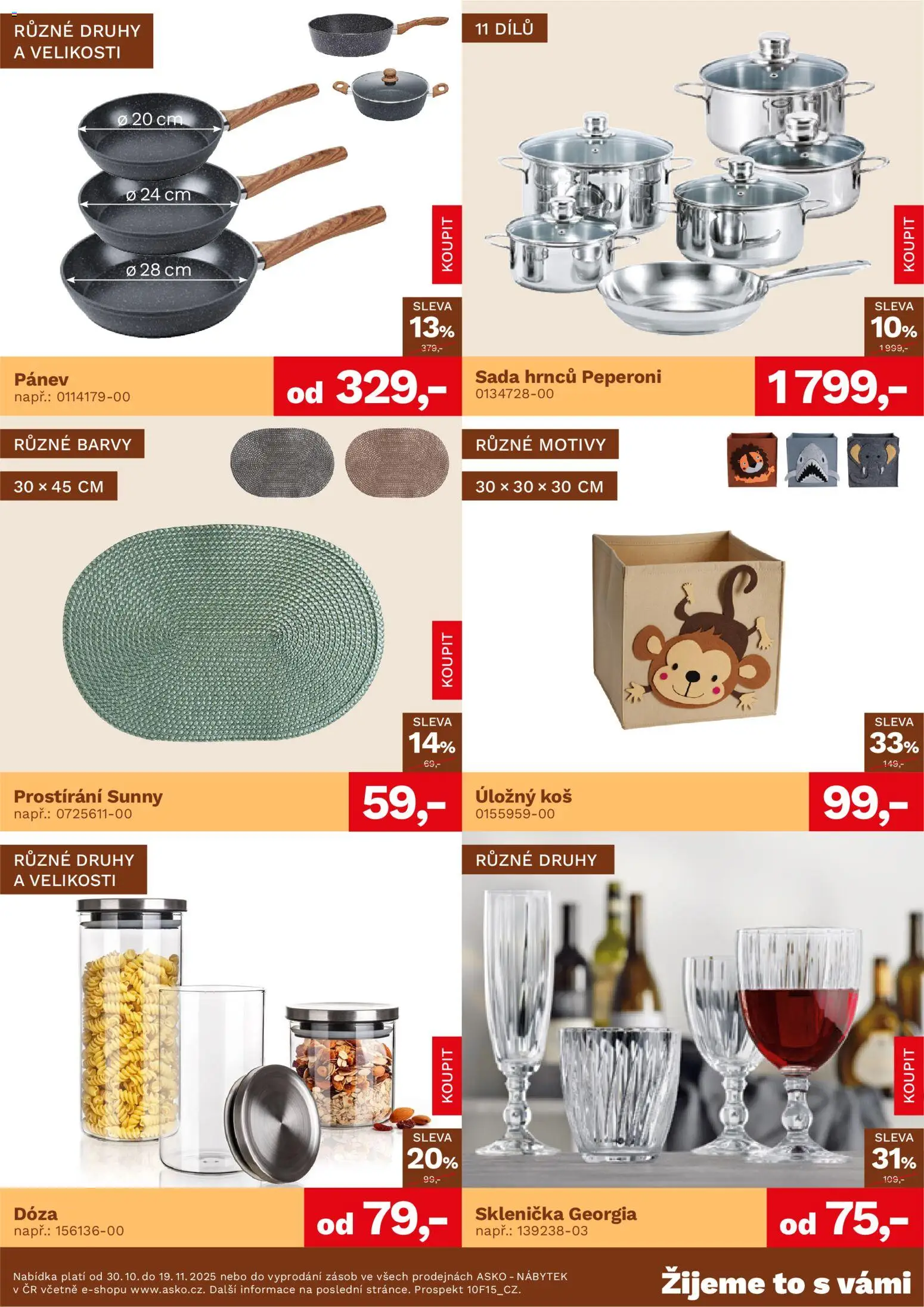 ASKO nábytek leták - Bytové doplňky za skvělé ceny od 30.10.2025 | Strana: 2 | Produkty: Sklenička, Dóza, Prostírání, Barvy