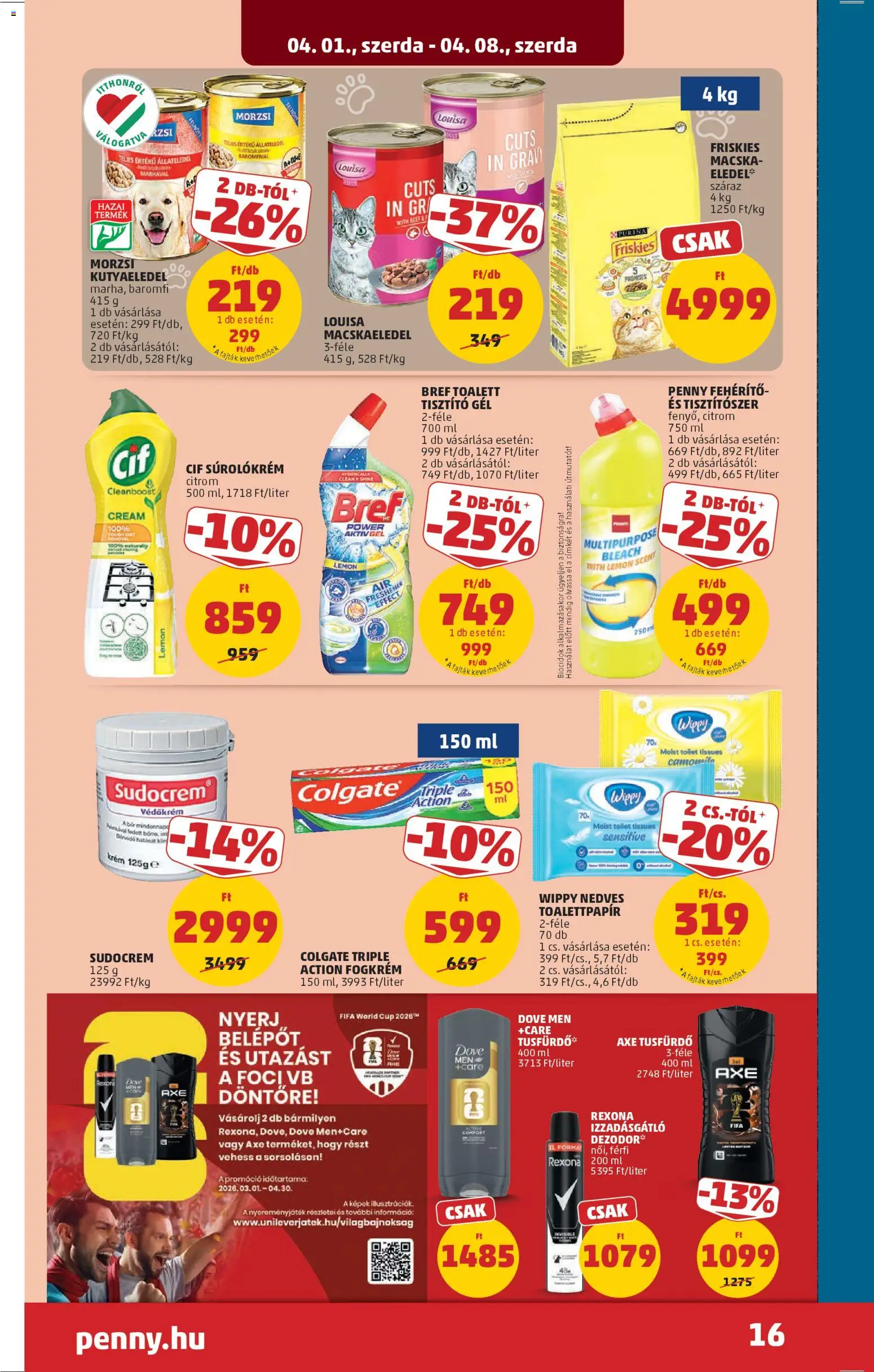 PENNY akciós ujság - amely érvényes a következő dátumtól: 01.04.2026 | Oldal: 20 | Termékek: Macskaeledel, Dezodor, Fogkrém, Citrom