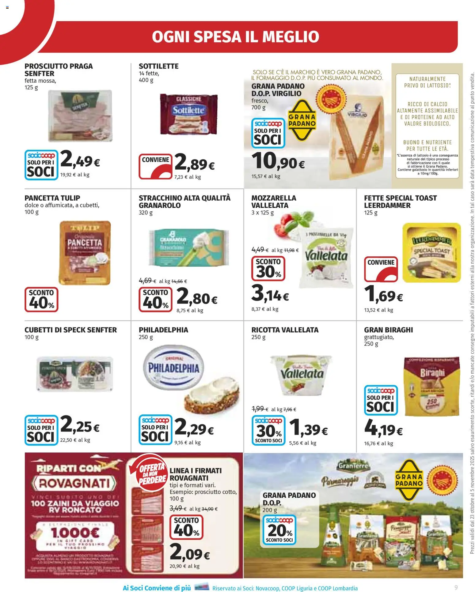 Volantino Ipercoop del 23.10.2025 | Pagina: 9 | Prodotti: Pancetta, Prosciutto, Grana Padano, Stracchino