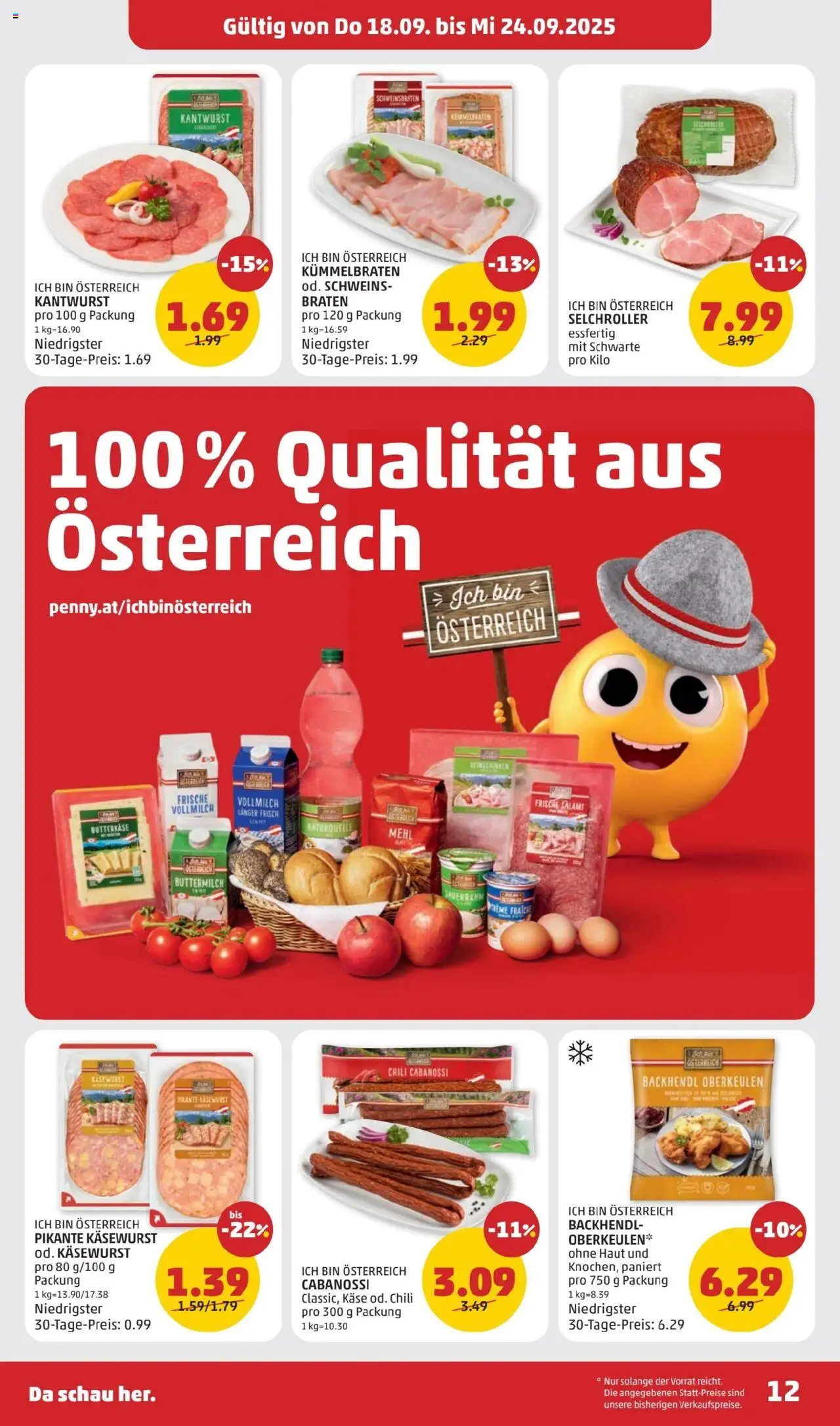 Penny Markt Flugblatt gültig ab 18.09.2025 | Seite: 12 | Produkte: Käse, Creme, Salami, Sauerrahm
