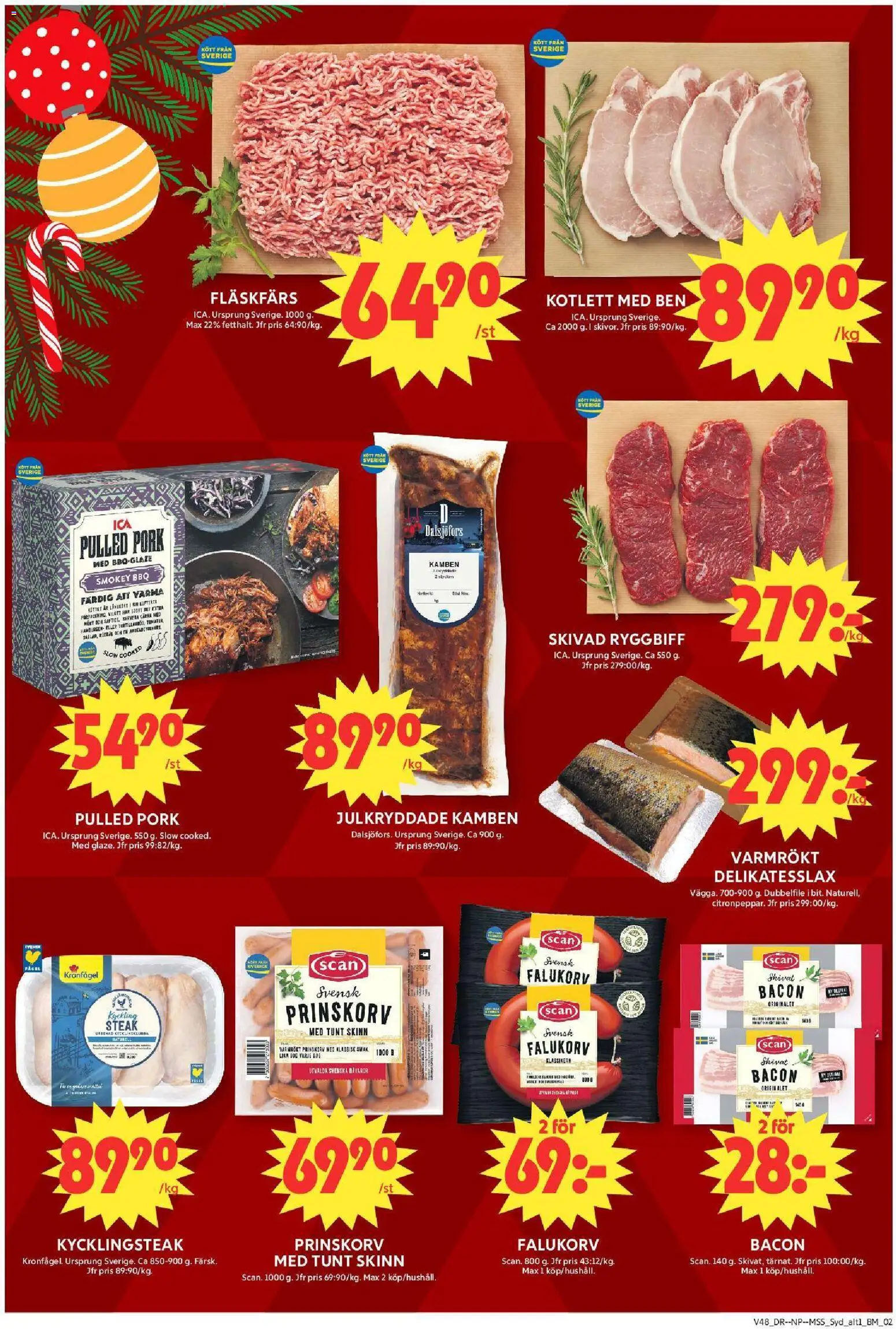 ICA Maxi reklamblad aktuell från 24.11.2025 | Sida: 2 | Produkter: Avocado, Kycklingklubba, Prinskorv, Bacon