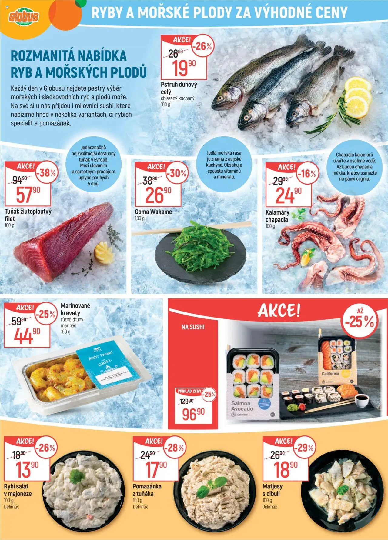 Globus leták - Brno od 13.08.2025 | Strana: 11 | Produkty: Tuňák, Rybí salát, Sushi, Wakame