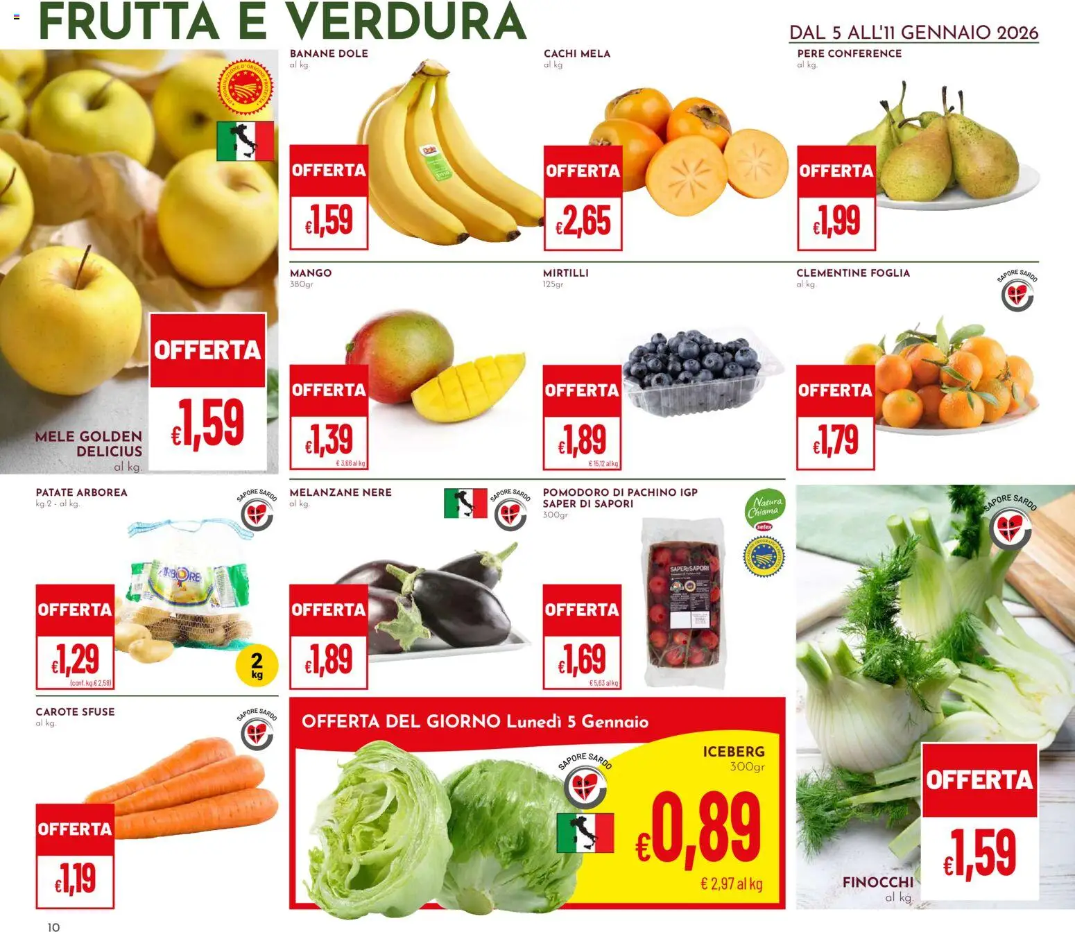Volantino Pan del 05.01.2026 | Pagina: 10 | Prodotti: Mele, Patate, Cachi, Melanzane