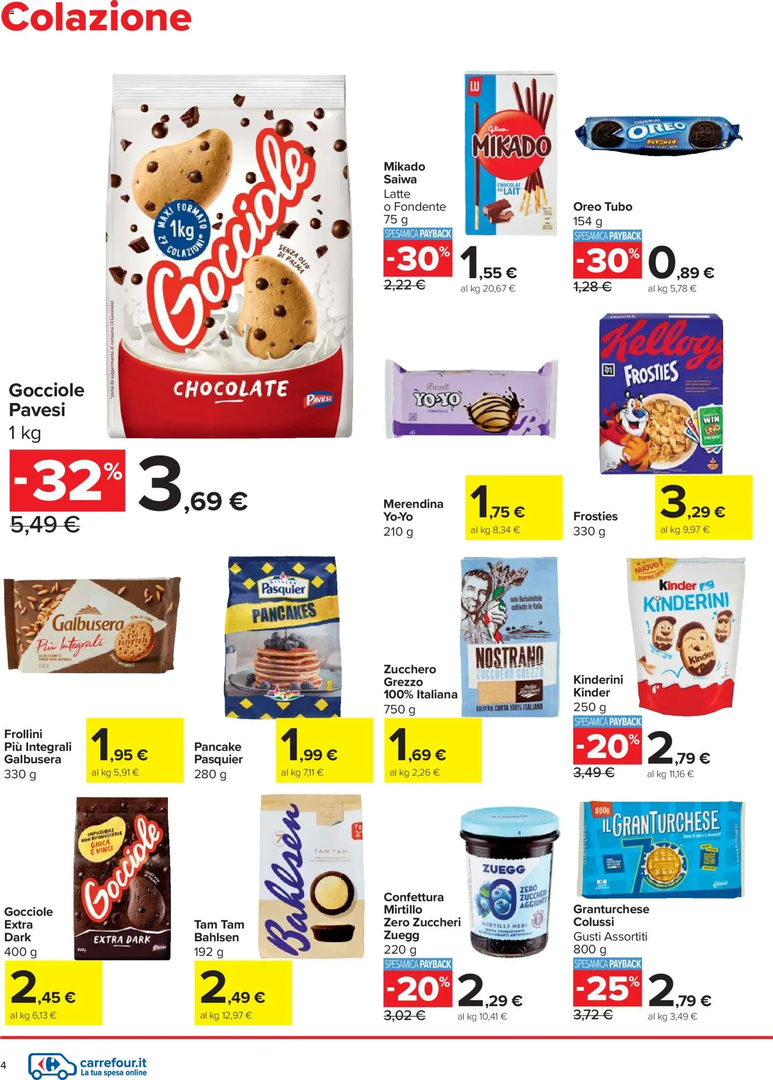 Volantino Carrefour del 30.10.2025 | Pagina: 4 | Prodotti: Zucchero, Olio, Tubo, Frollini