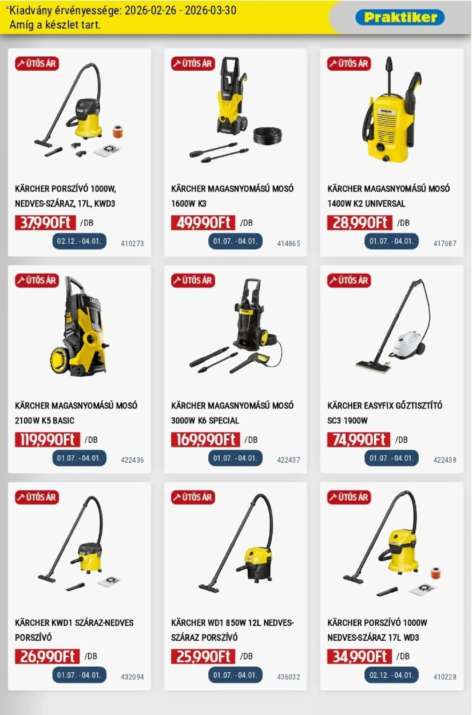 Praktiker akciós ujság - amely érvényes a következő dátumtól: 26.02.2026 | Oldal: 13 | Termékek: Gőztisztító, Porszívó, Magasnyomású mosó