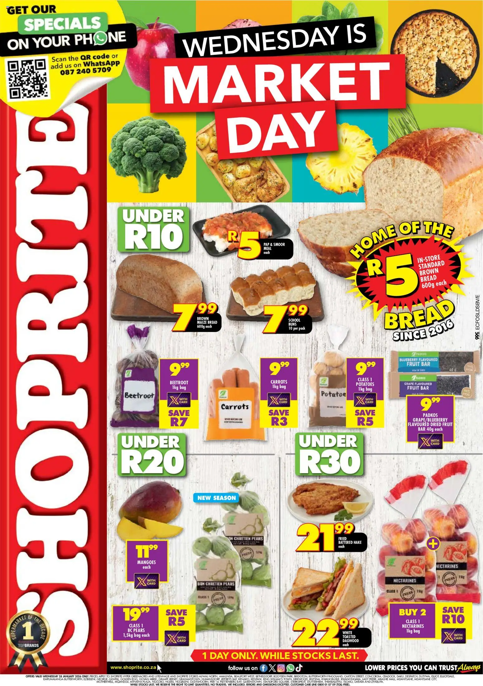New Shoprite catalogue – valid from 28.01.2026 | Page: 1 | Products: Pears, Carrots, Potatoes, Fruit