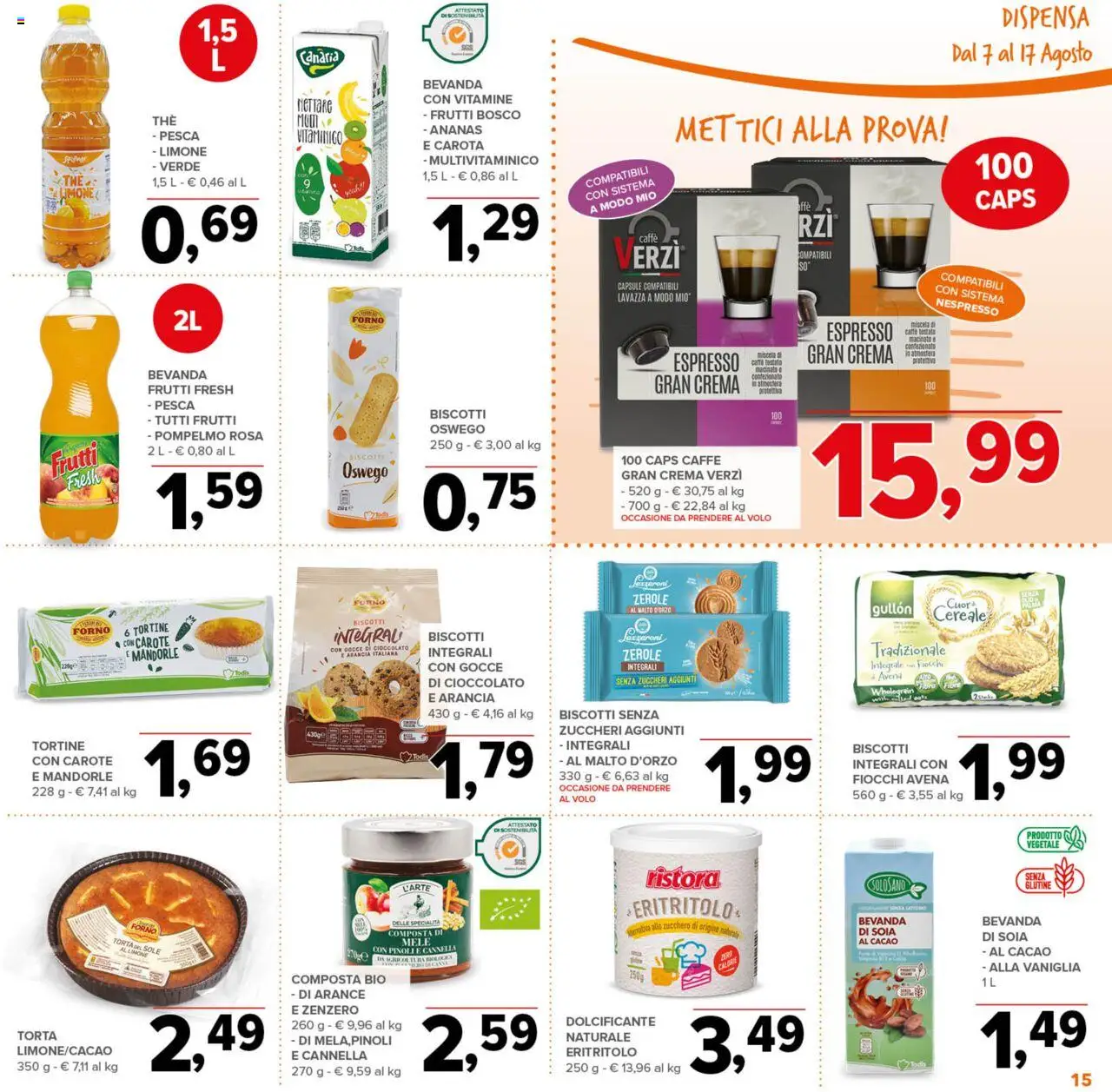 Volantino Todis del 07.08.2025 | Pagina: 15 | Prodotti: Carota, Pompelmo, Mandorle, Macinato