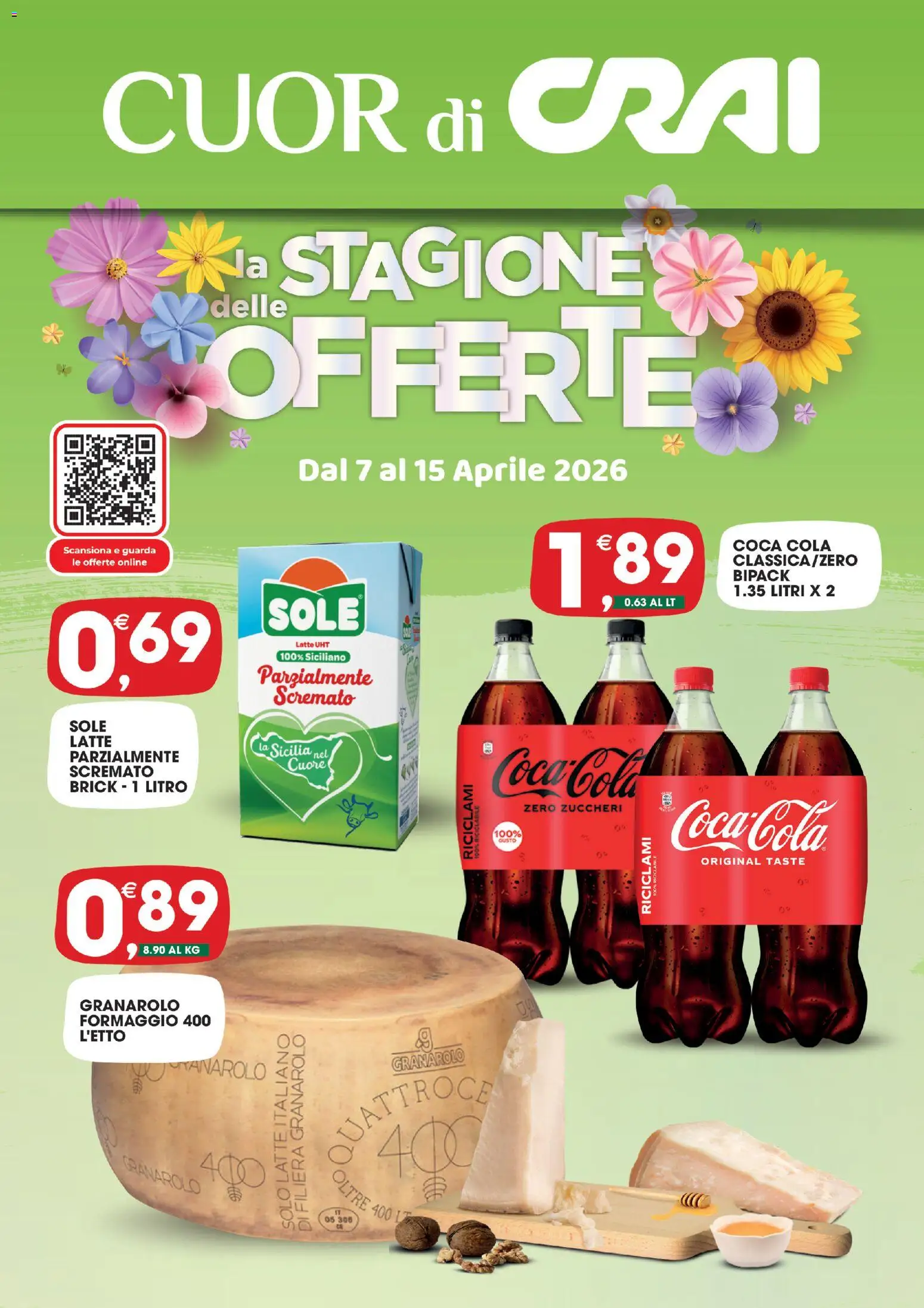 Volantino CRAI del 07.04.2026 | Pagina: 1 | Prodotti: Latte, Formaggio, Coca Cola