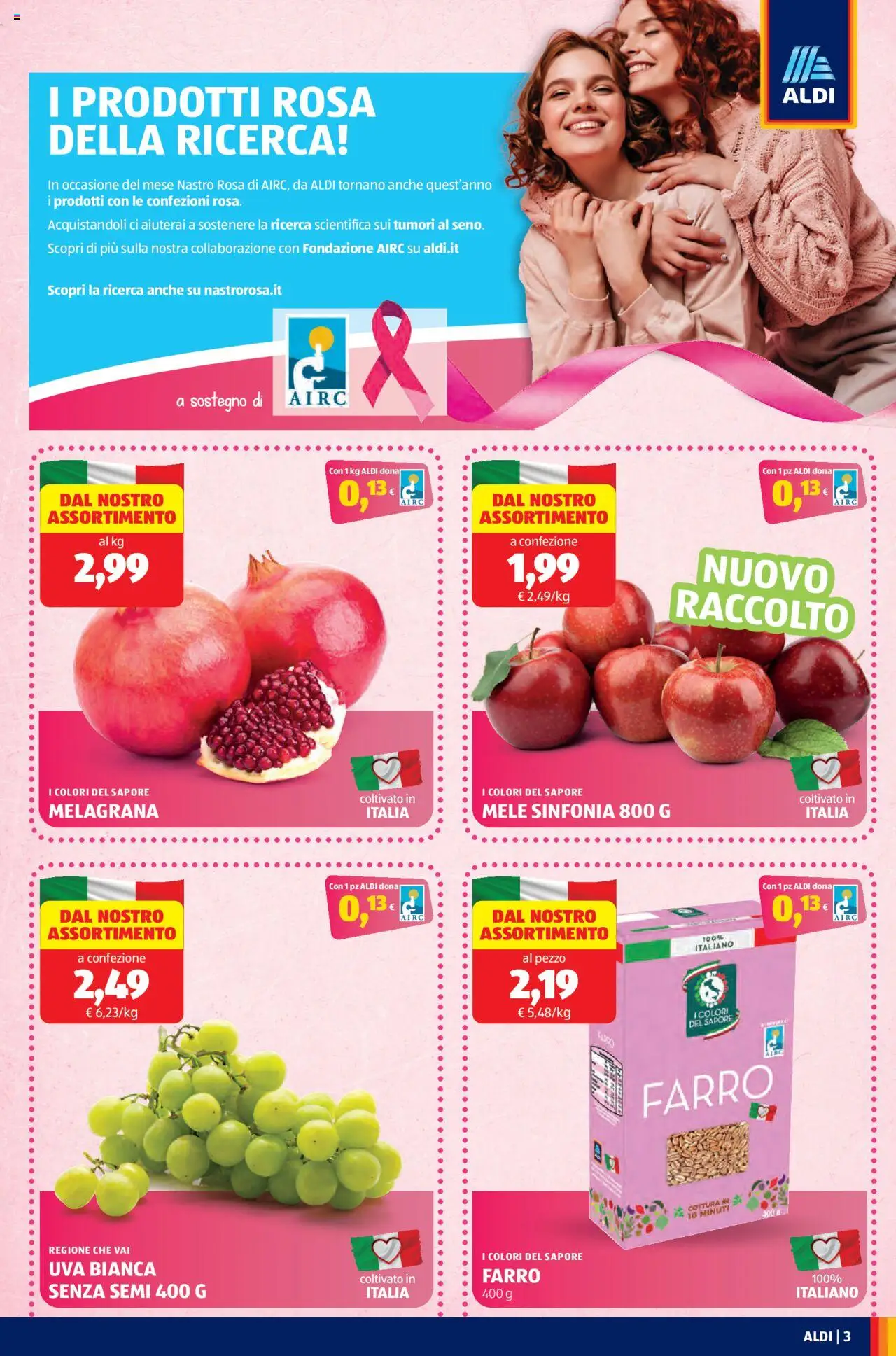 Volantino Aldi del 20.10.2025 | Pagina: 3 | Prodotti: Mele, Uva, Farro