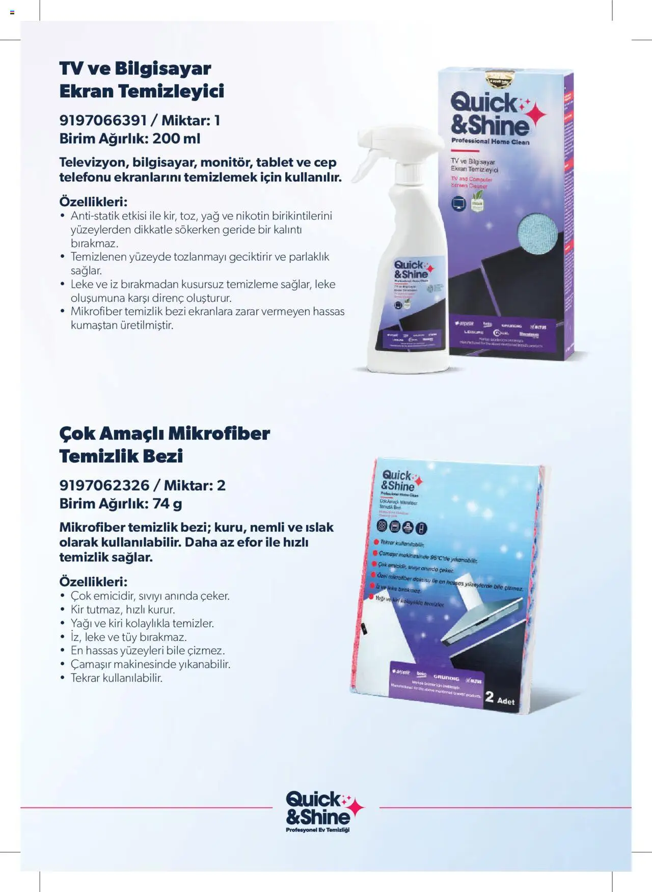 Arçelik - Quick and Shine Temizlik ve Bakım Ürünleri - 07.03.2024 tarihinden itibaren geçerlidir | Sayfa: 9 | Ürünler: TV, Tablet, Bilgisayar, Ağırlık