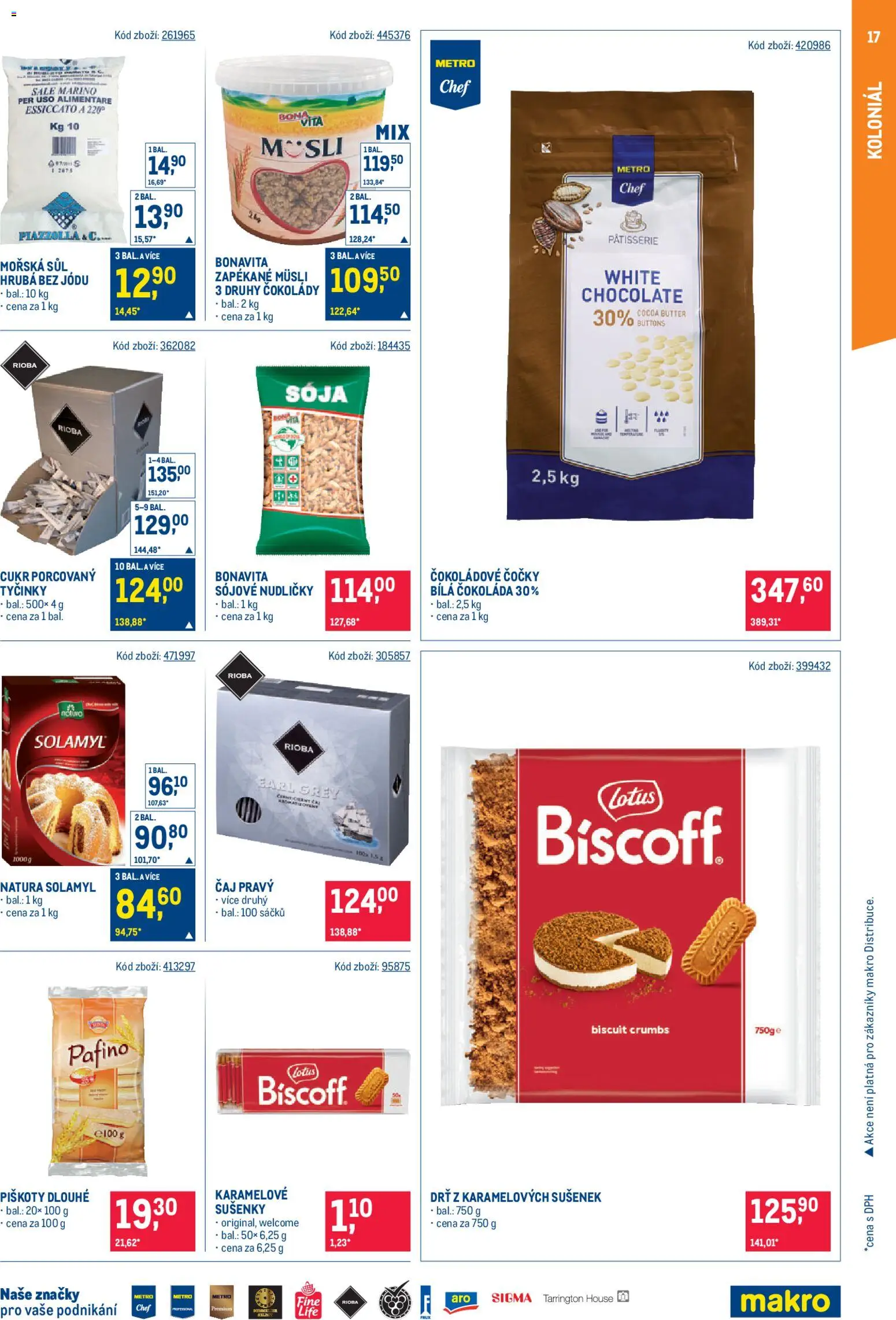 Makro leták - Gastronomie od 28.01.2026 | Strana: 17 | Produkty: Piškoty, Tyčinky, Solamyl, Lotus