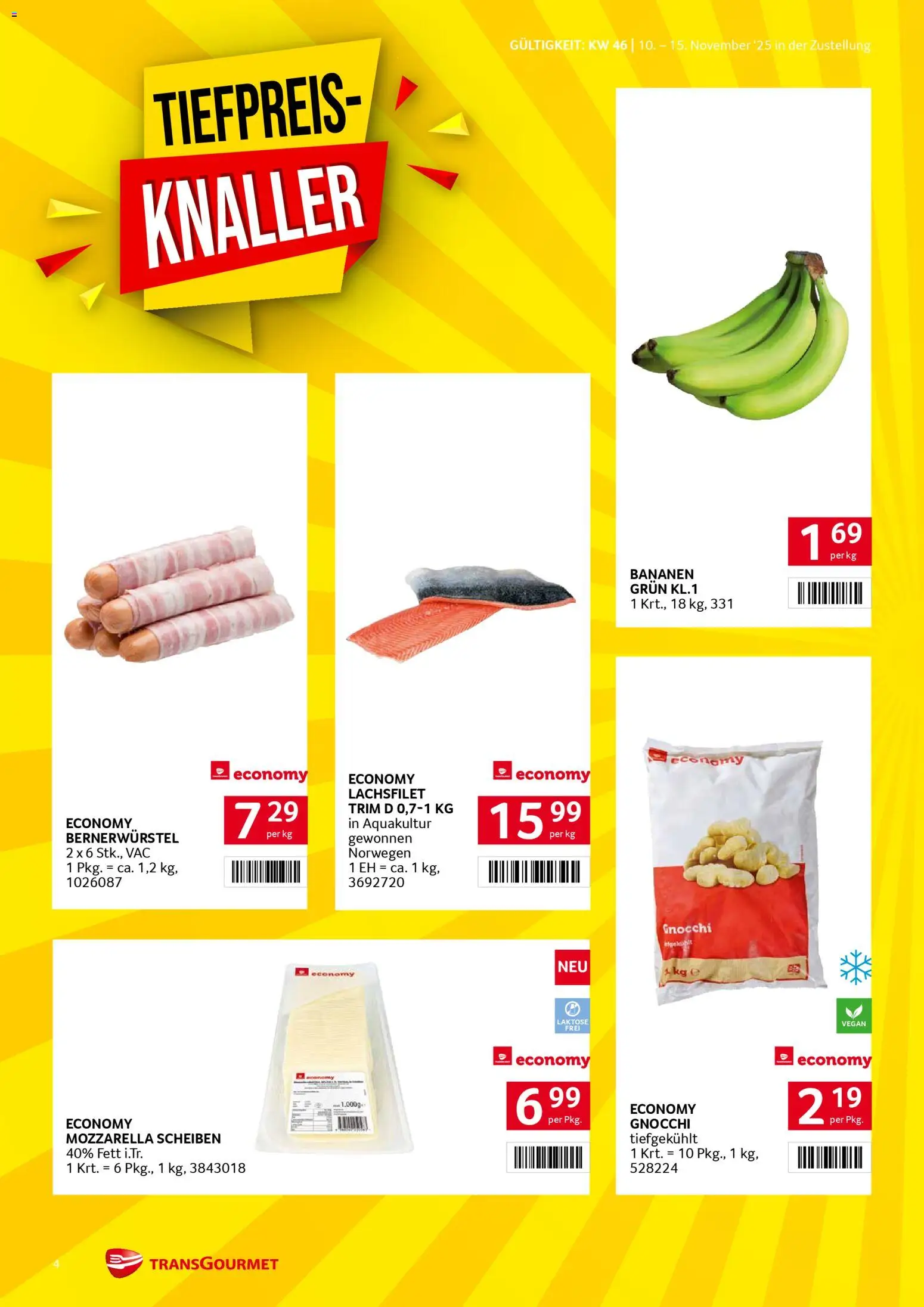 Transgourmet Zustellaktion gültig ab 10.11.2025 | Seite: 4 | Produkte: Bananen