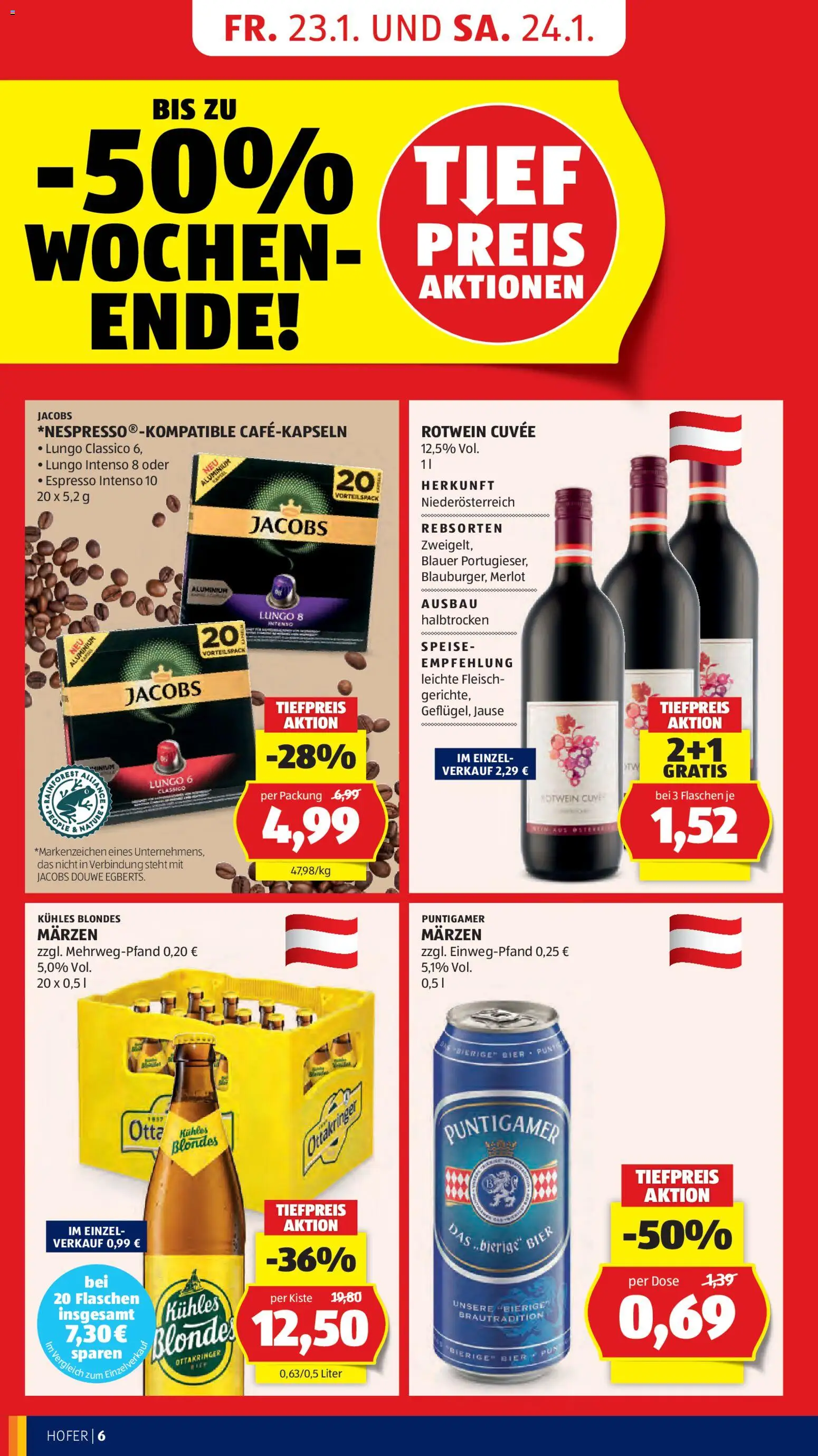 Hofer Flugblatt gültig ab 23.01.2026 | Seite: 8 | Produkte: Bier