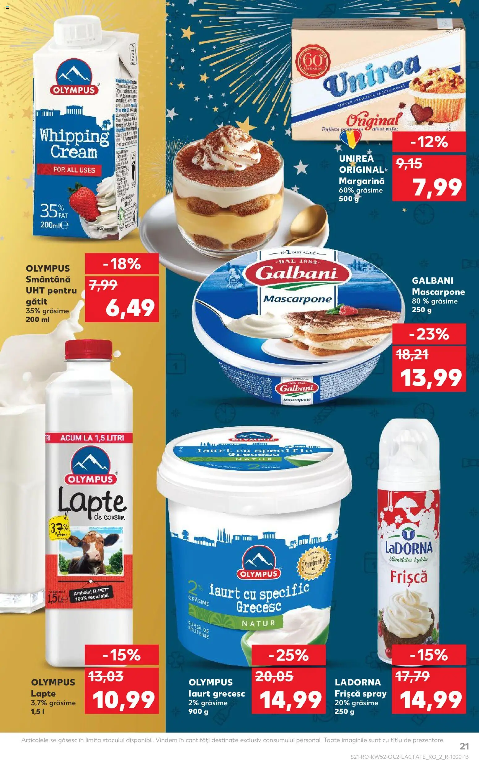 Kaufland RO akciós ujság - amely érvényes a következő dátumtól: 24.12.2025 | Oldal: 21 | Termékek: Mascarpone