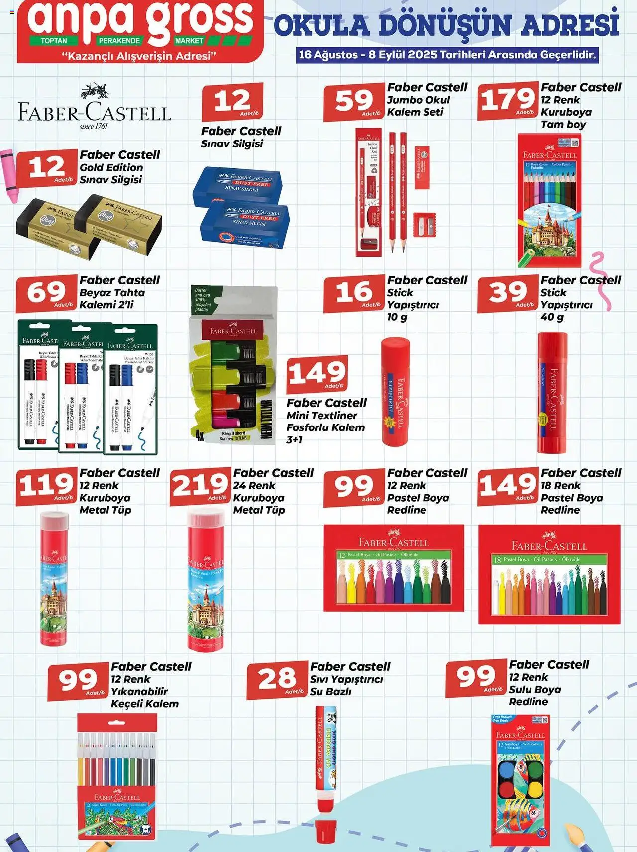 Anpa Gross Okula Dönüş Başlasın! - 16.08.2025 tarihinden itibaren geçerlidir | Sayfa: 6 | Ürünler: Fırça, Keçeli kalem, Pastel boya, Boya kalemi