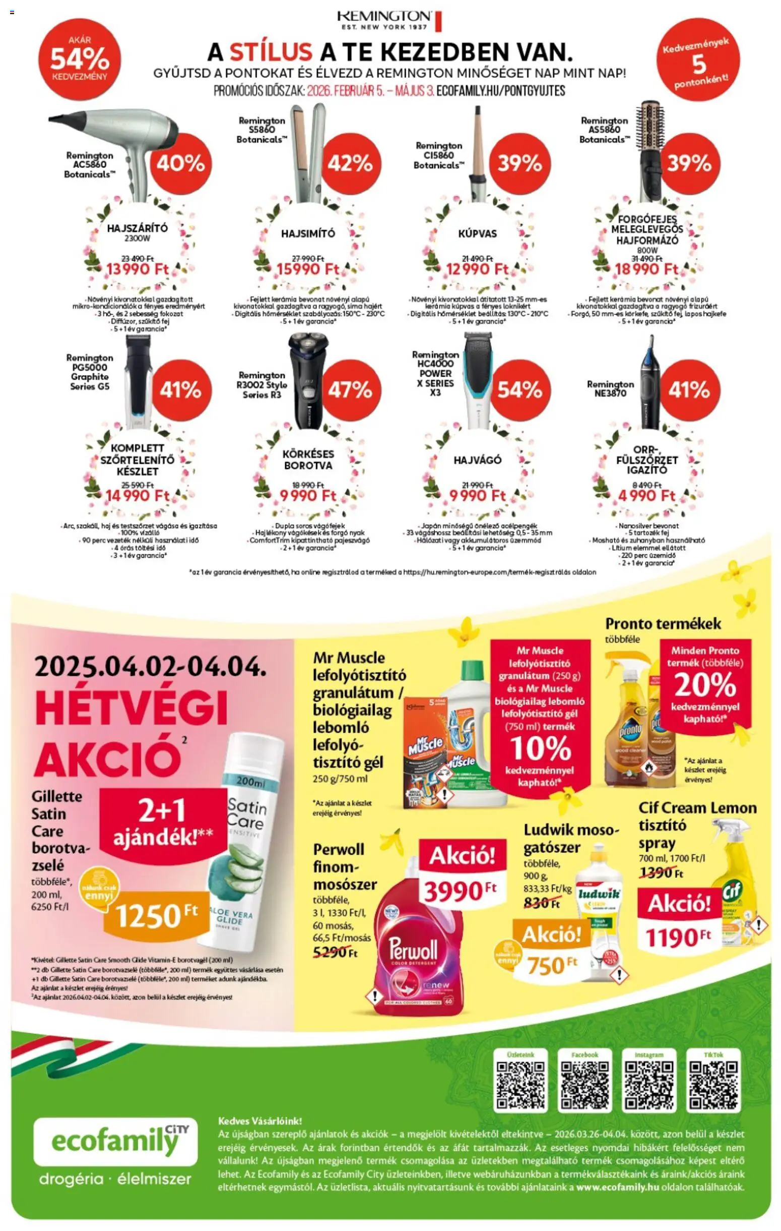 EcoFamily akciós ujság - amely érvényes a következő dátumtól: 26.03.2026 | Oldal: 4 | Termékek: Perwoll, Hajformázó, Hajszárító, Aloe vera