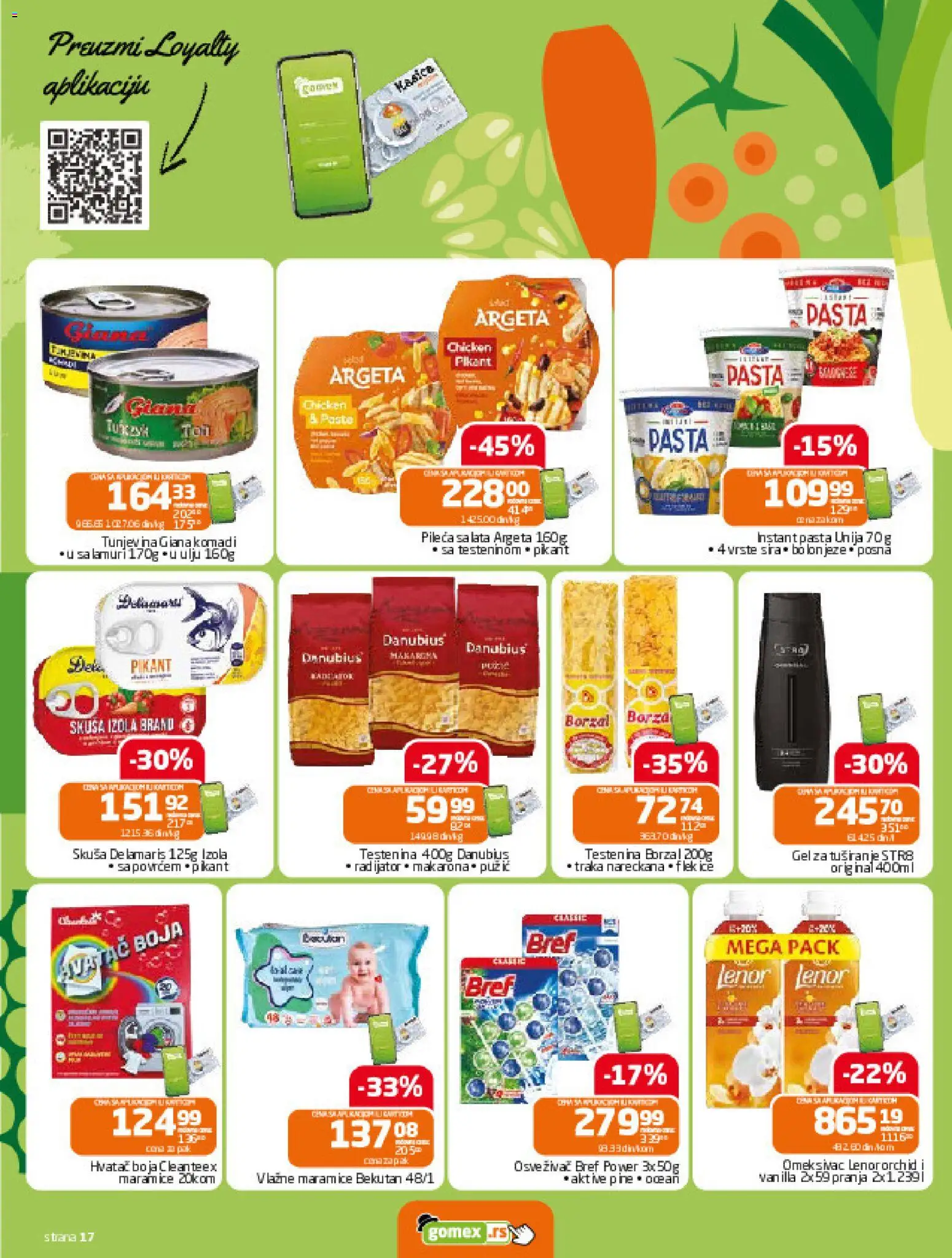 Gomex katalog - važi od 17.12.2025 | Strana: 17 | Proizvode: Bref, Testenina, Salata, Vlažne maramice