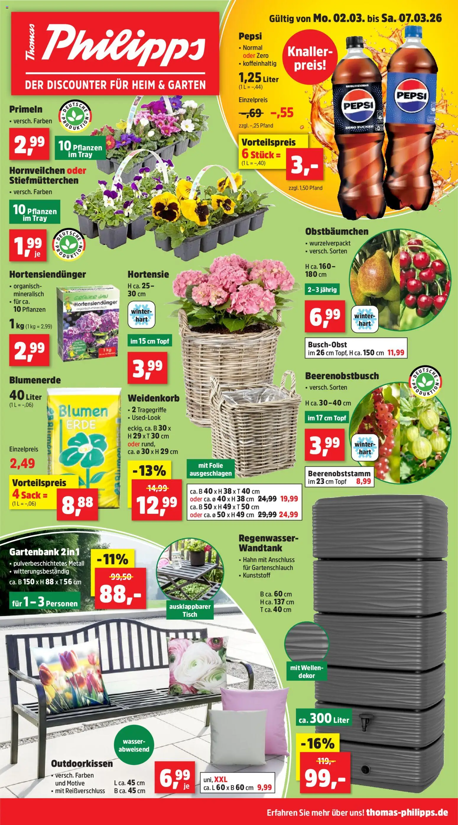 Thomas Philipps Prospekt 	 – gültig ab 02.03.2026 | Seite: 1 | Produkte: Hortensie, Blumen, Zucker, Pepsi