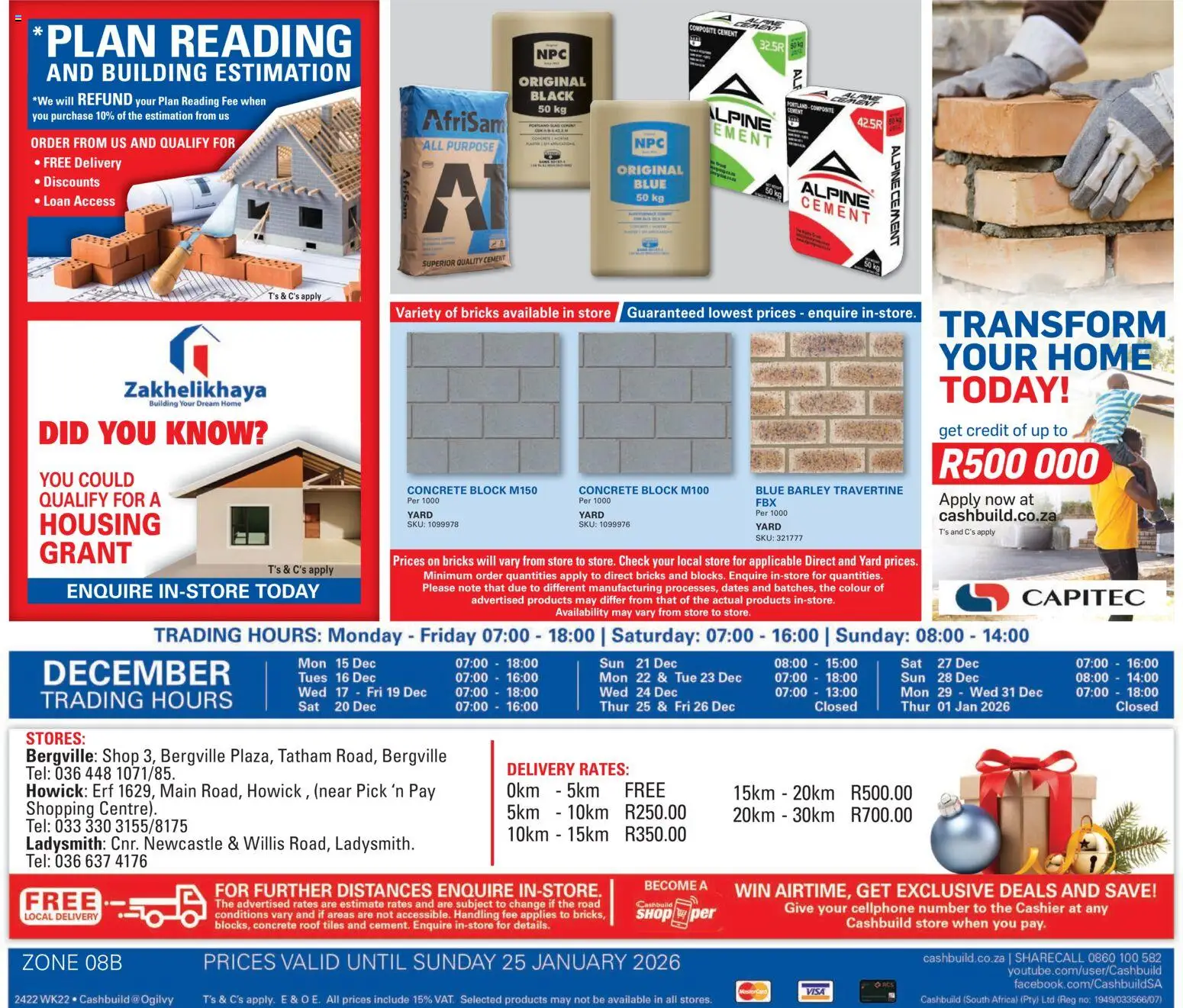 New Cashbuild catalogue – valid from 24.11.2025 | Page: 12 | Products: Dates, Cement