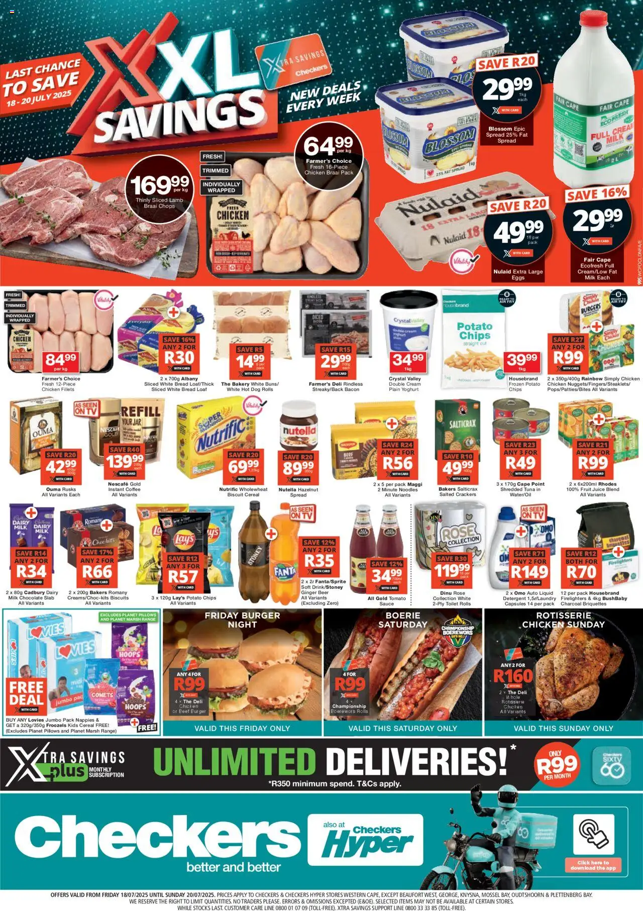 Checkers Western Cape - XXL Savings │ valid from 18.07.2025 | Page: 1 | Products: Toilet, Cream, Sauce, Estuche organizador de viaje