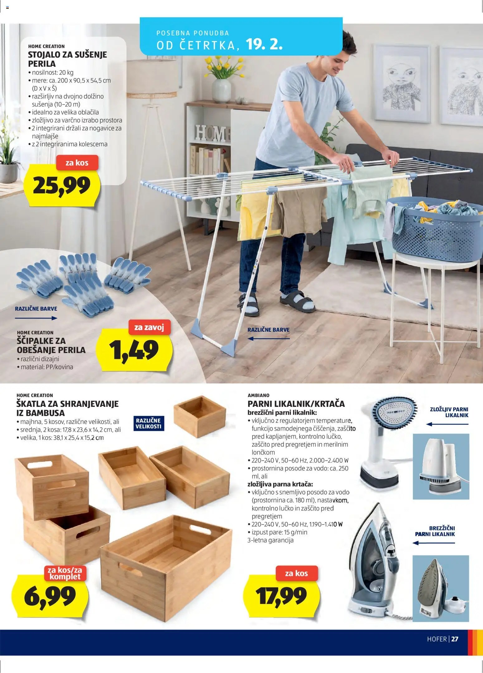 Novi Hofer katalog ponudbe – veljaven od 11.02.2026 | Stran: 27 | Izdelki: Likalnik, Skatla, Kos, Krtaca