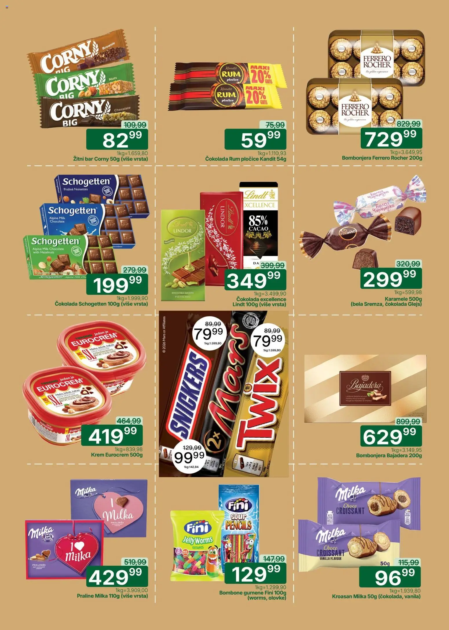 Univerexport katalog - važi od 13.04.2026 | Strana: 18 | Proizvode: Bombone, Milka, Bombonjera, Eurocrem