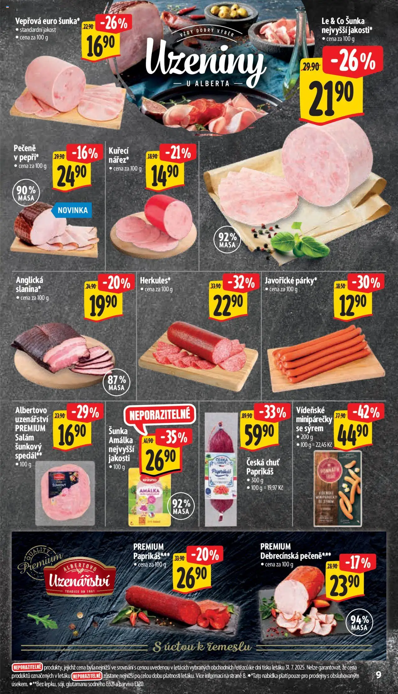 Albert leták - Morava- Supermarket od 06.08.2025 | Strana: 16 | Produkty: Salám, Šunka, Uzeniny