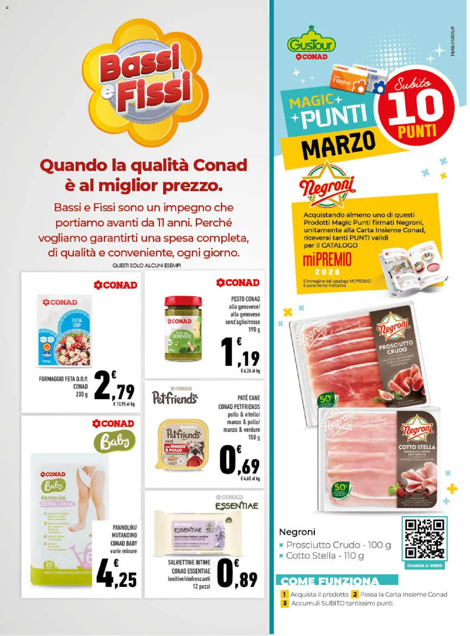 Volantino Conad del 11.03.2026 | Pagina: 5 | Prodotti: Prosciutto Cotto, Pannolini, Video, Feta