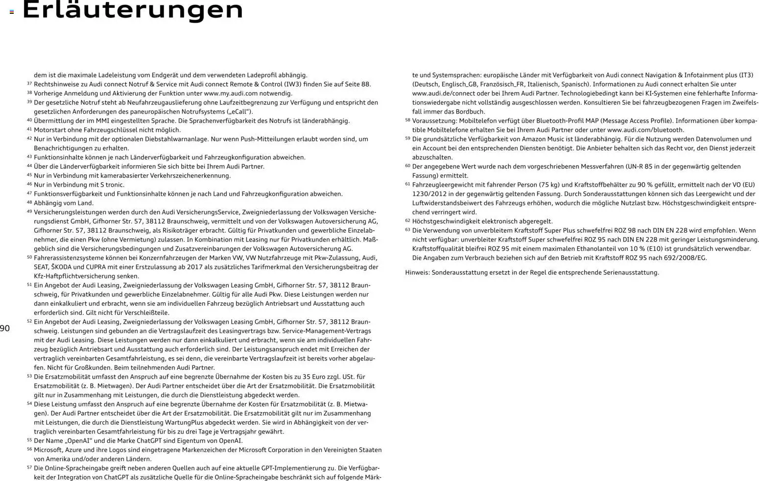 Audi RS 3 Sportback / RS 3 Limousine – gültig ab 28.10.2025 | Seite: 90 | Produkte: Navigation