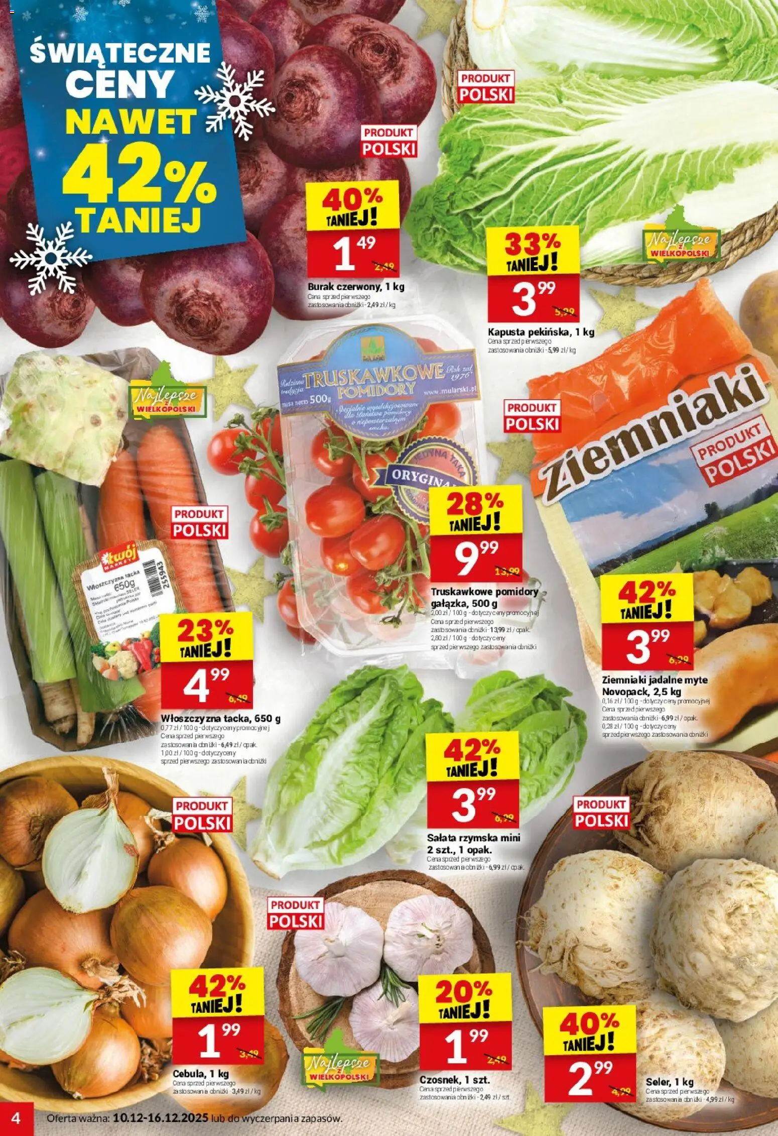 Twój Market Gazetka od 10.12.2025 | Strona: 4 | Produkty: Burak, Kapusta, Pomidory, Ziemniaki