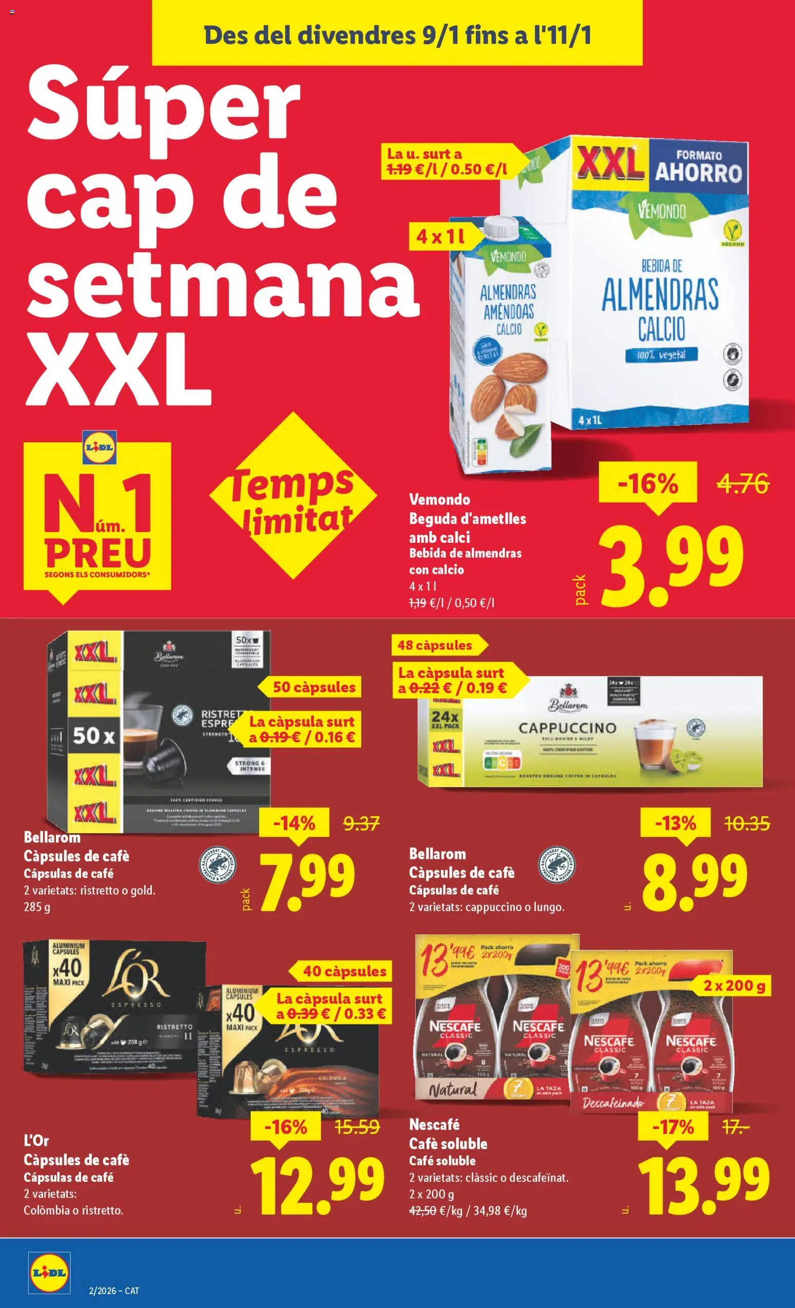 Lidl folleto │ válido desde el 05.01.2026 | Página: 28 | Productos: Café, Bebida de almendras, Μηχανή καφέ, Bebida de almendras con calcio