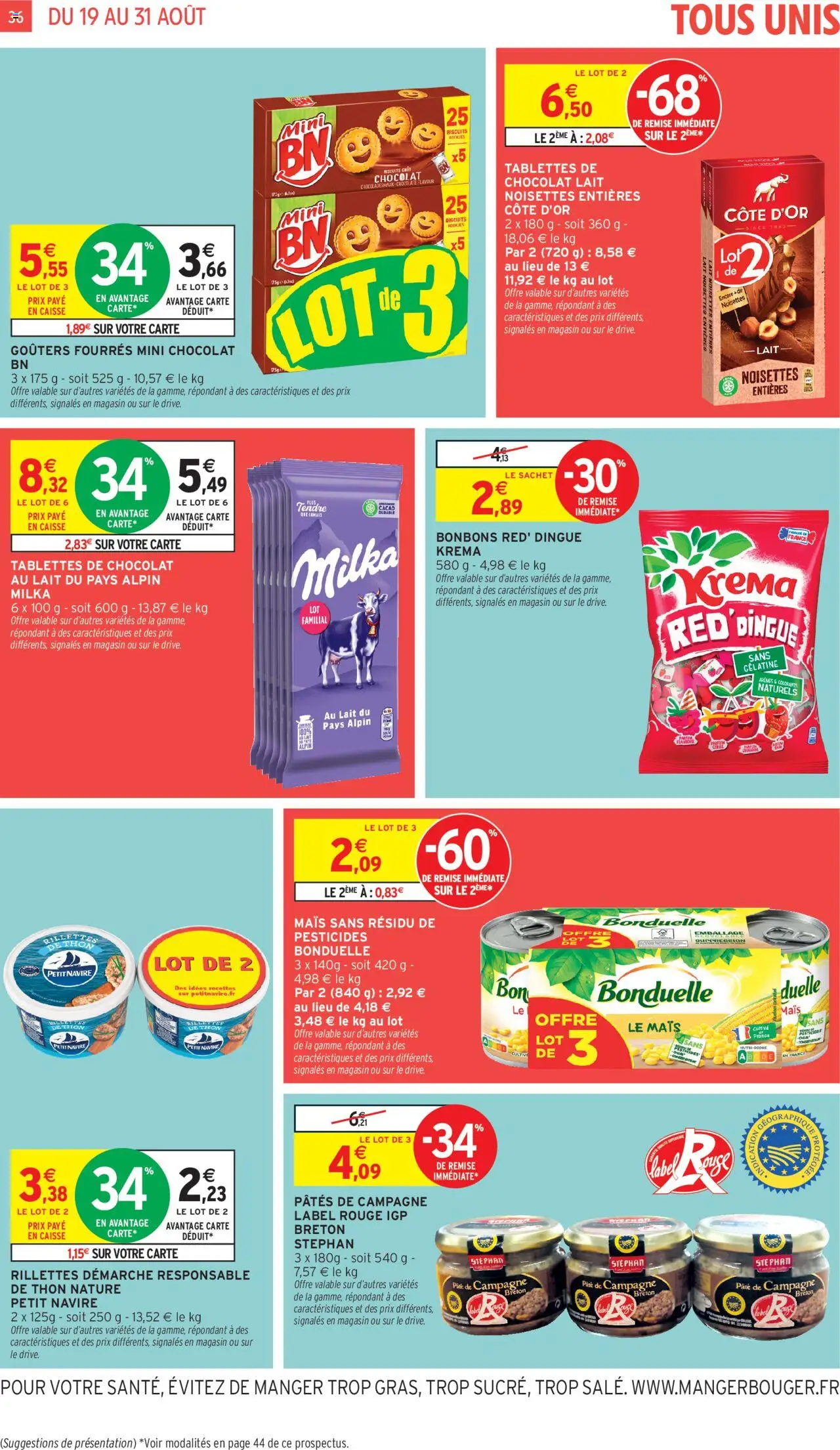  | Page: 36 | Produits: Cookies, Thon, Lait, Pâtes