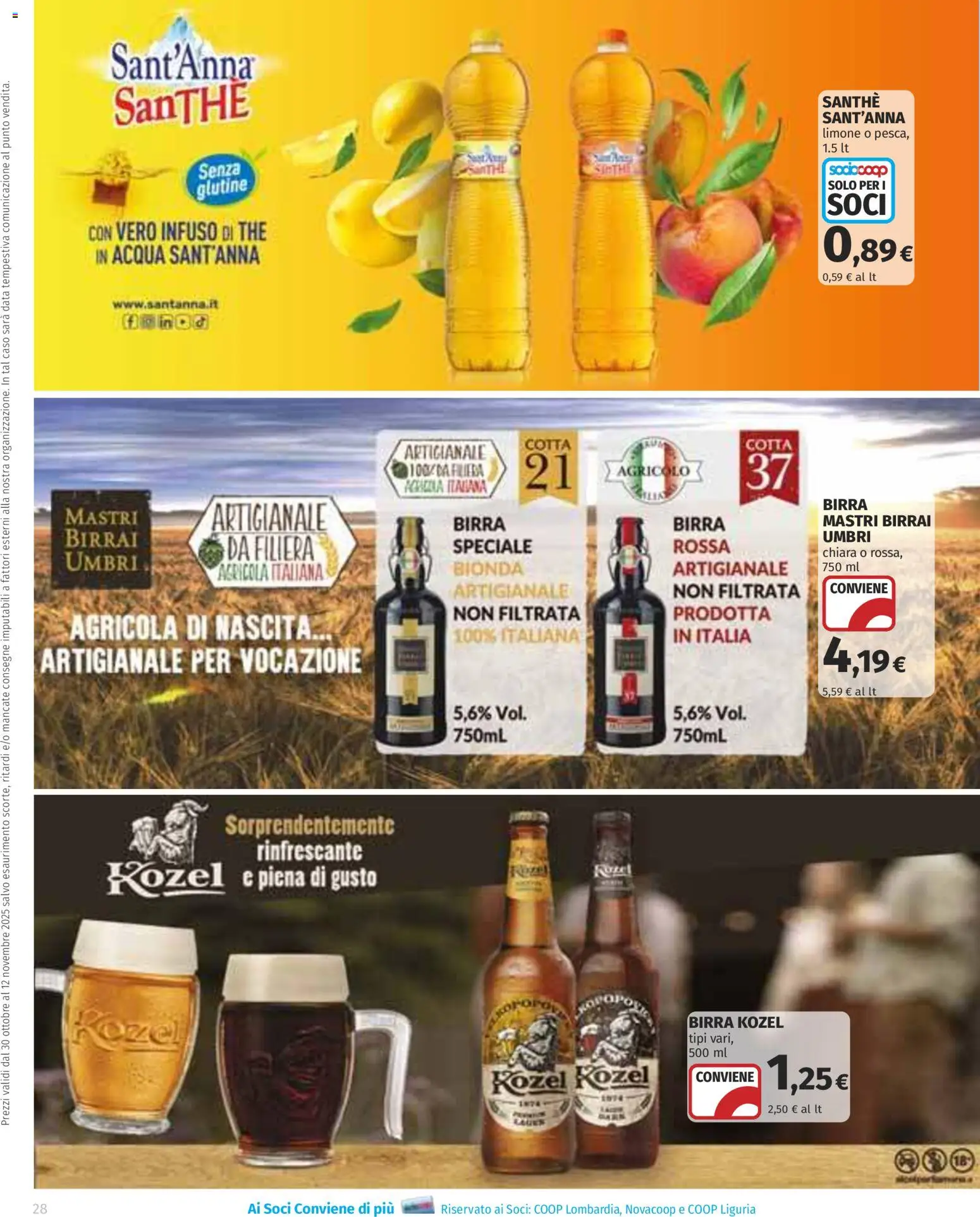 Volantino COOP del 30.10.2025 | Pagina: 28 | Prodotti: Birra, Acqua, Data, The