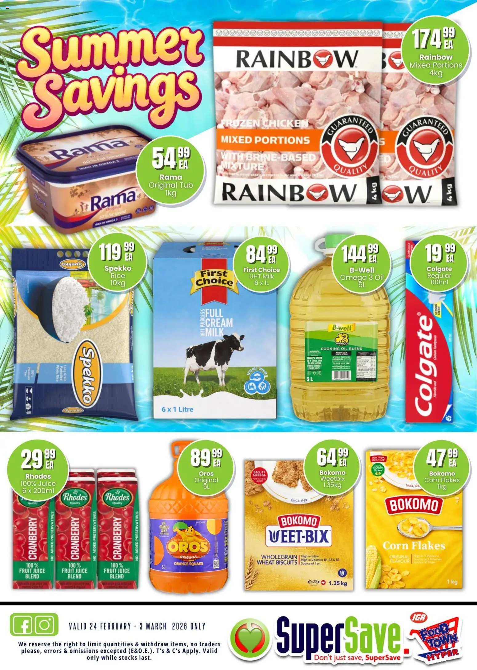 New Super Save catalogue – valid from 24.02.2026 | Page: 2 | Products: Milk, Biscuits, Chicken, Flakes