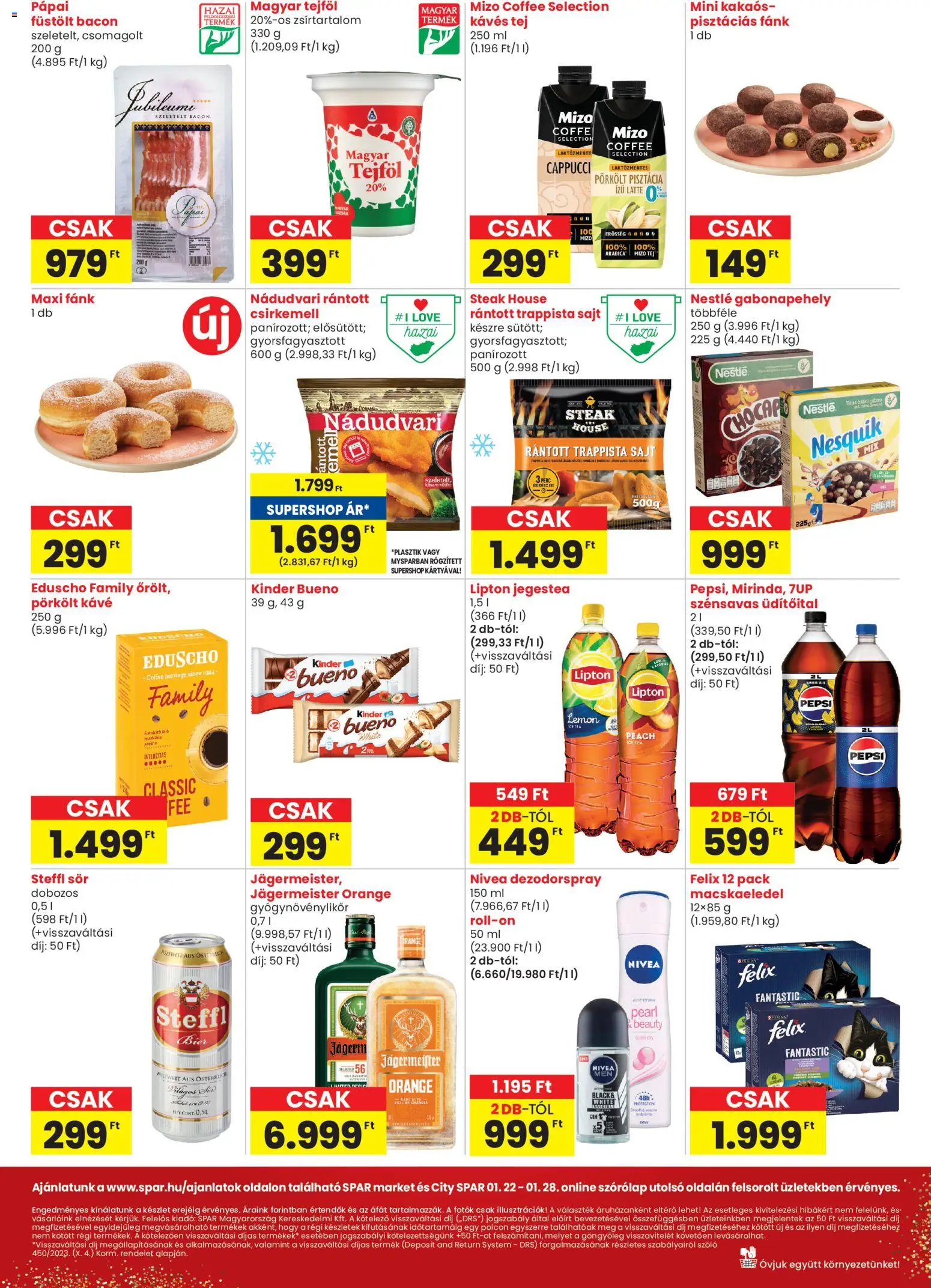 Spar akciós ujság - amely érvényes a következő dátumtól: 22.01.2026 | Oldal: 2 | Termékek: Gabonapehely, Bacon, Kávé, Csirkemell