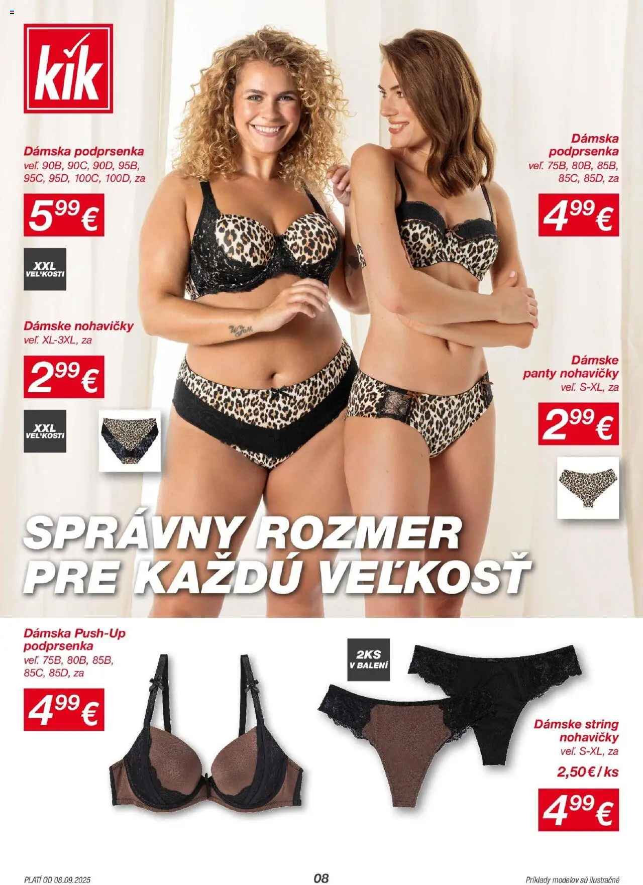 Nové Kik akcie – leták je platný od 08.09.2025 | Strana: 8 | Produkty: Nohavičky, Podprsenka