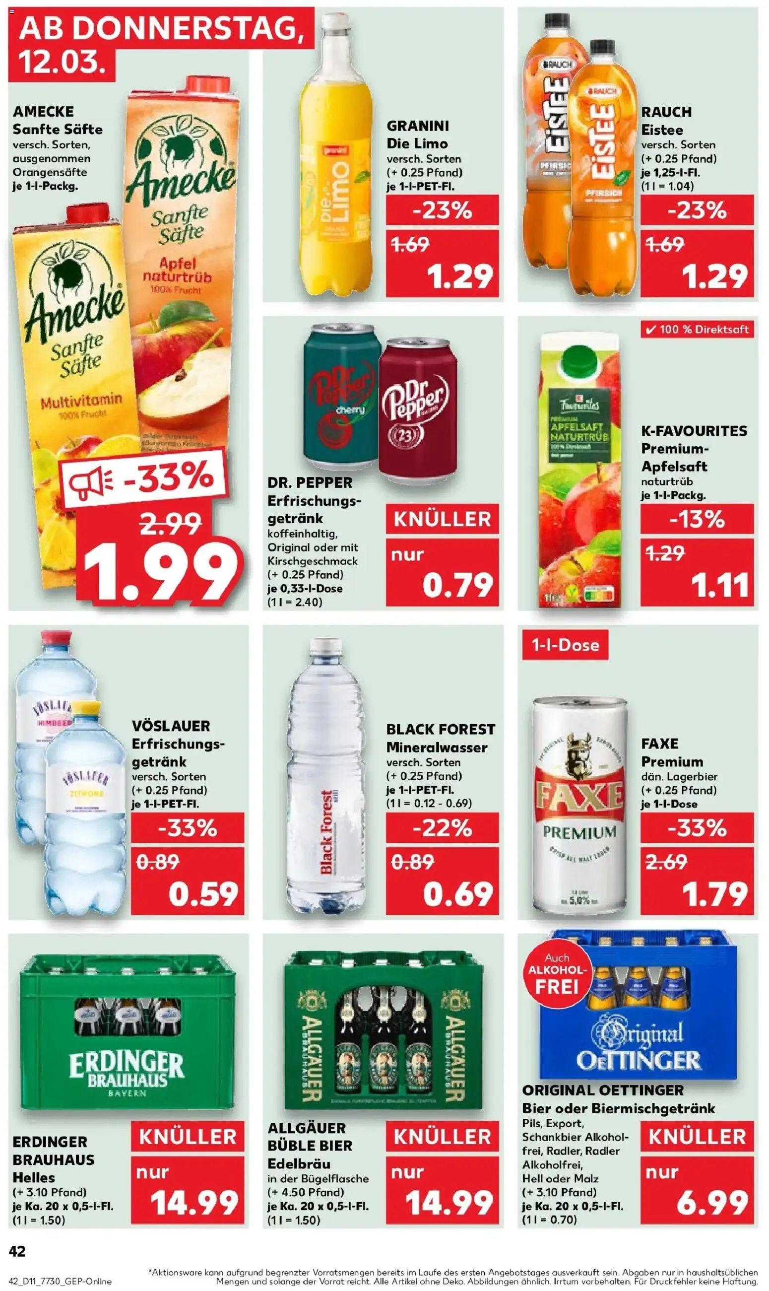 Kaufland Prospekt Bad Kissingen	 – gültig ab 09.03.2026 | Seite: 62 | Produkte: Oettinger, Mineralwasser, Pfirsich, Granini
