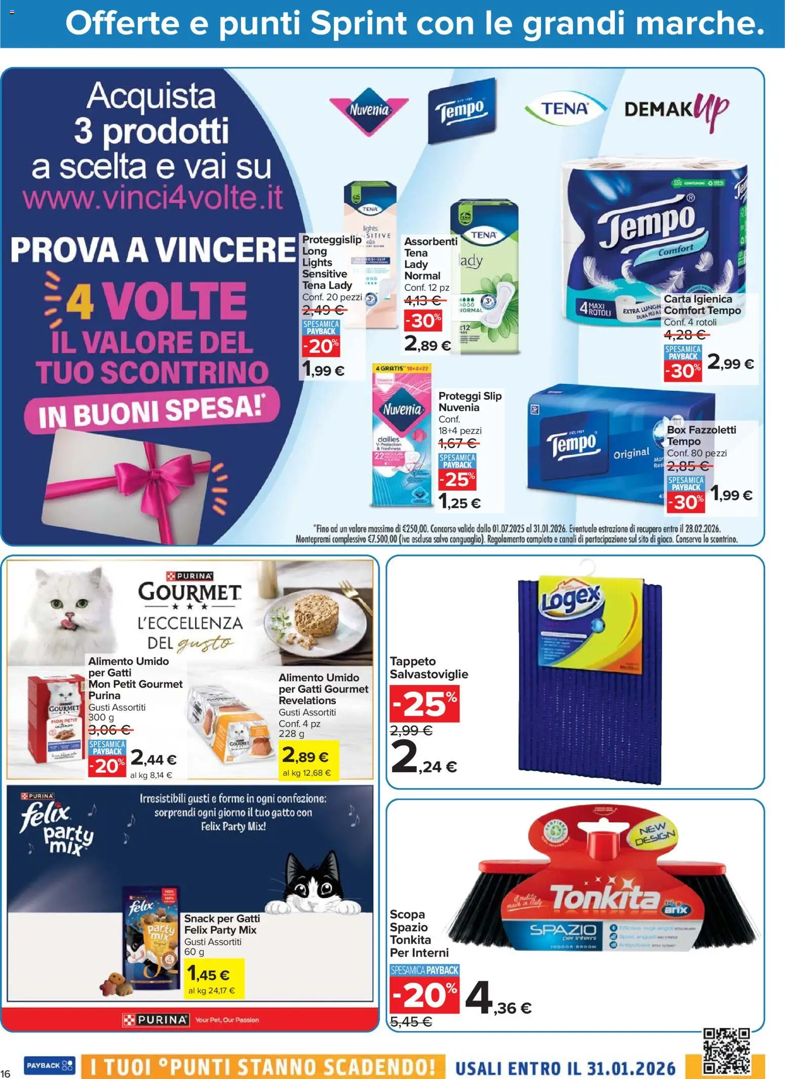 Volantino Carrefour del 16.12.2025 | Pagina: 16 | Prodotti: Carta igienica, Slip, Scopa, Tappeto