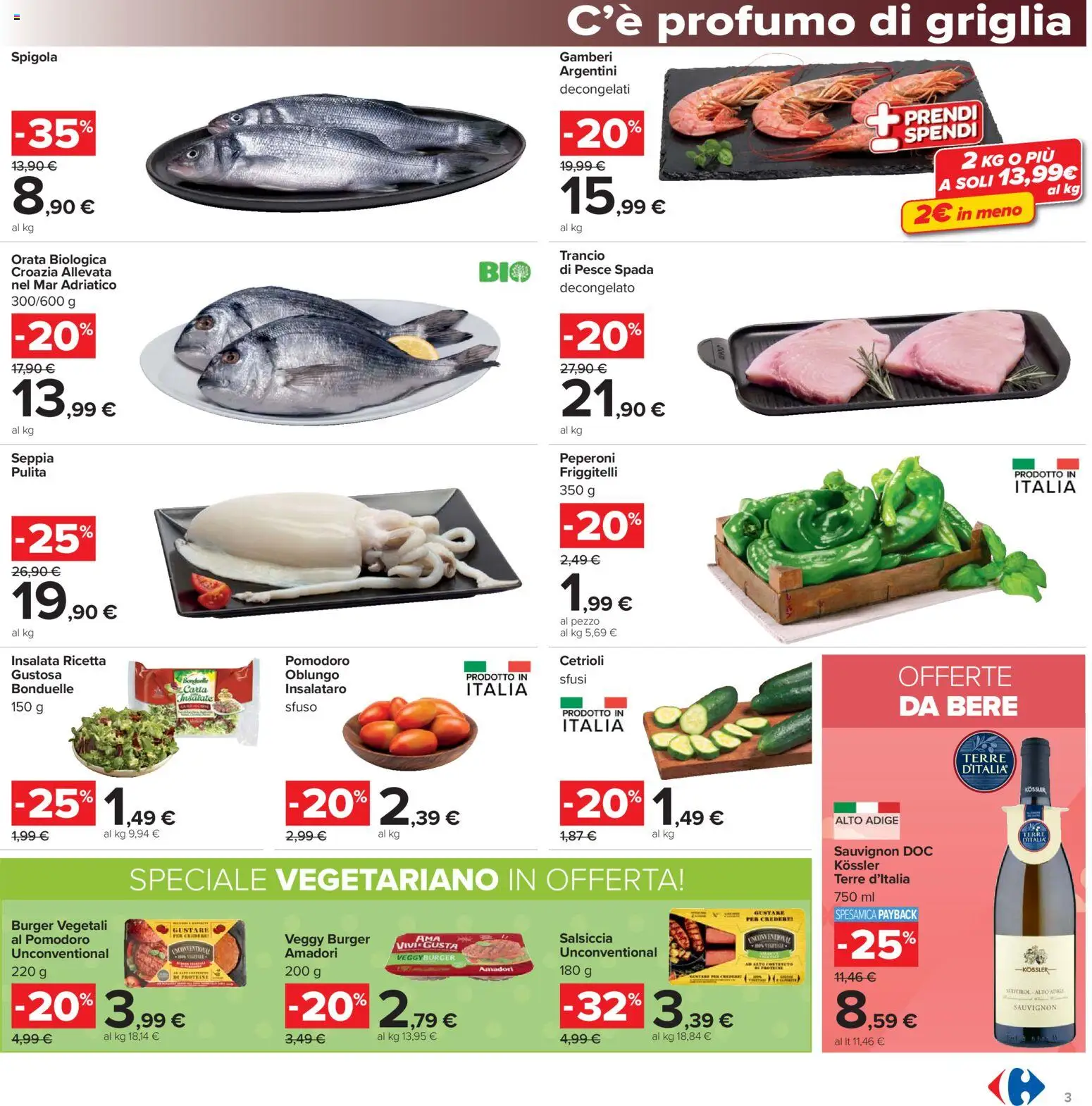 Volantino Carrefour del 21.04.2026 | Pagina: 3 | Prodotti: Insalata, Orata, Griglia, Pesce spada