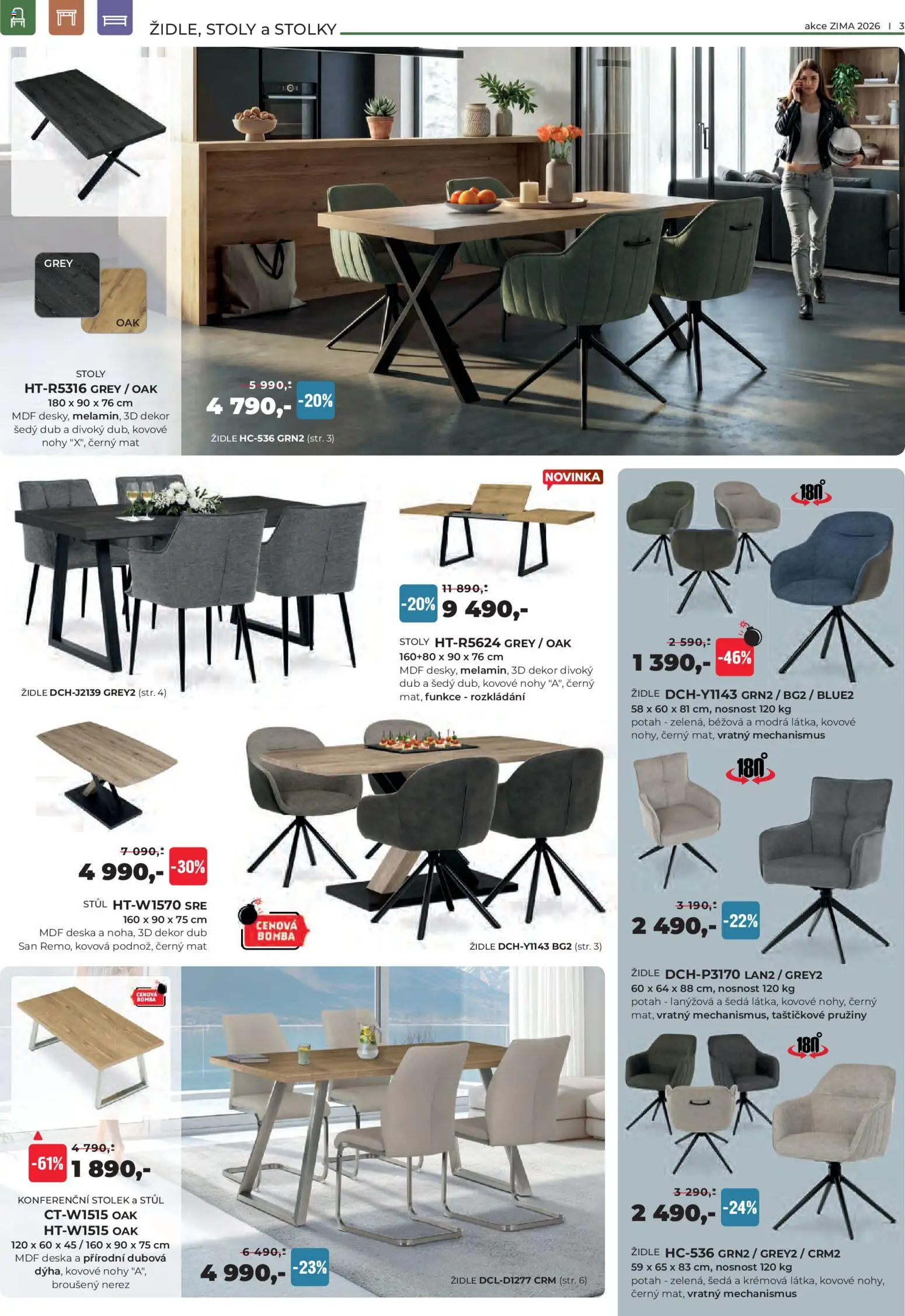 Jamall nábytek leták od 15.01.2026 | Strana: 3 | Produkty: Konferenční stolek, Stolek, Stůl, Židle