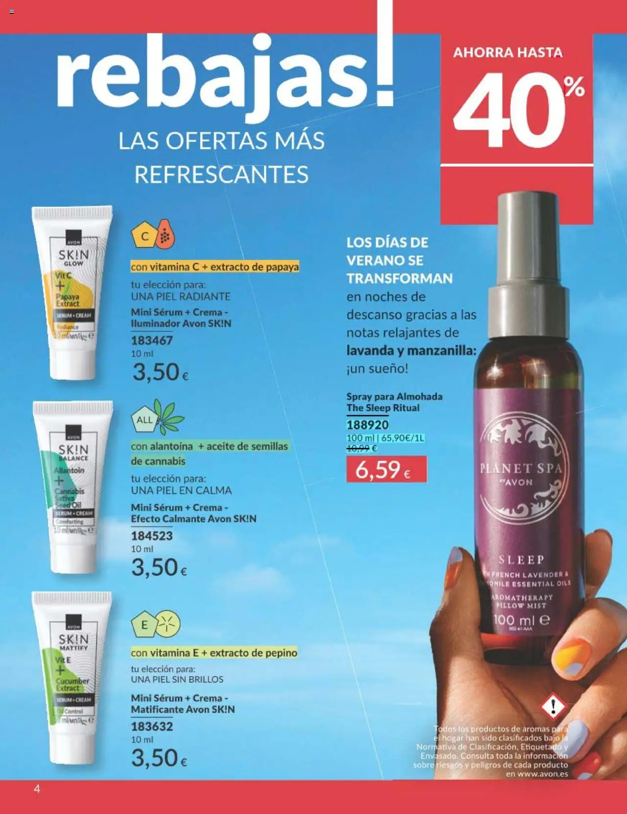 Catálogo AVON campaña 7 │ válido desde el 01.07.2025 | Página: 4 | Productos: Iluminador, Sérum, Aceite, Almohada