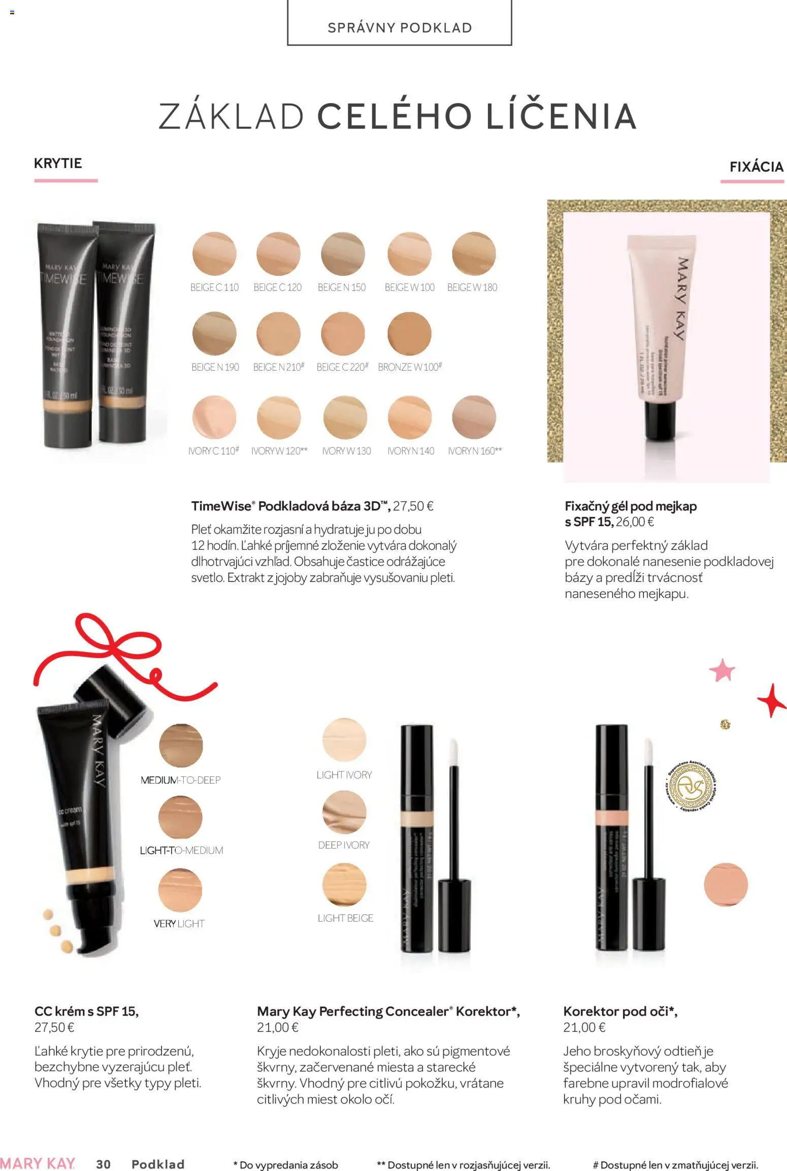 Nové Mary Kay akcie – leták je platný od 16.10.2025 | Strana: 30 | Produkty: Korektor, CC krém, Krém