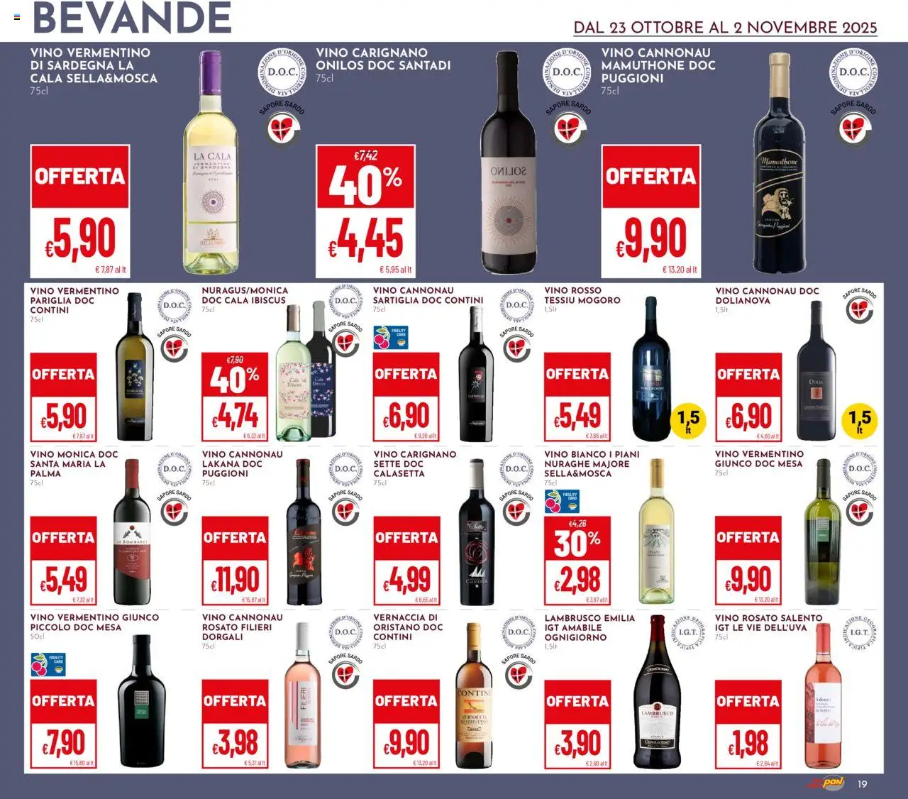 Volantino Pan del 23.10.2025 | Pagina: 19 | Prodotti: Vino, Vino rosso, Vino bianco