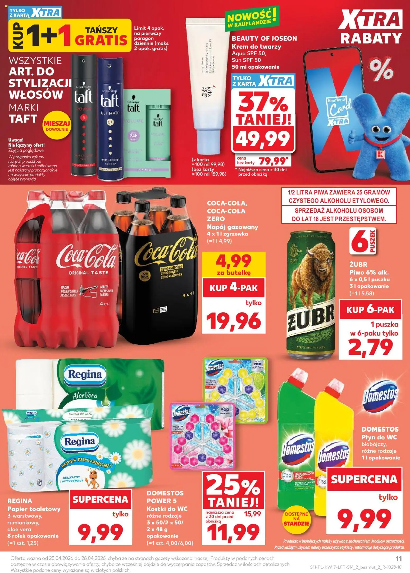Kaufland Polsko leták od 23.04.2026 | Strana: 11 | Produkty: Zubr, Domestos, Karty, Cola