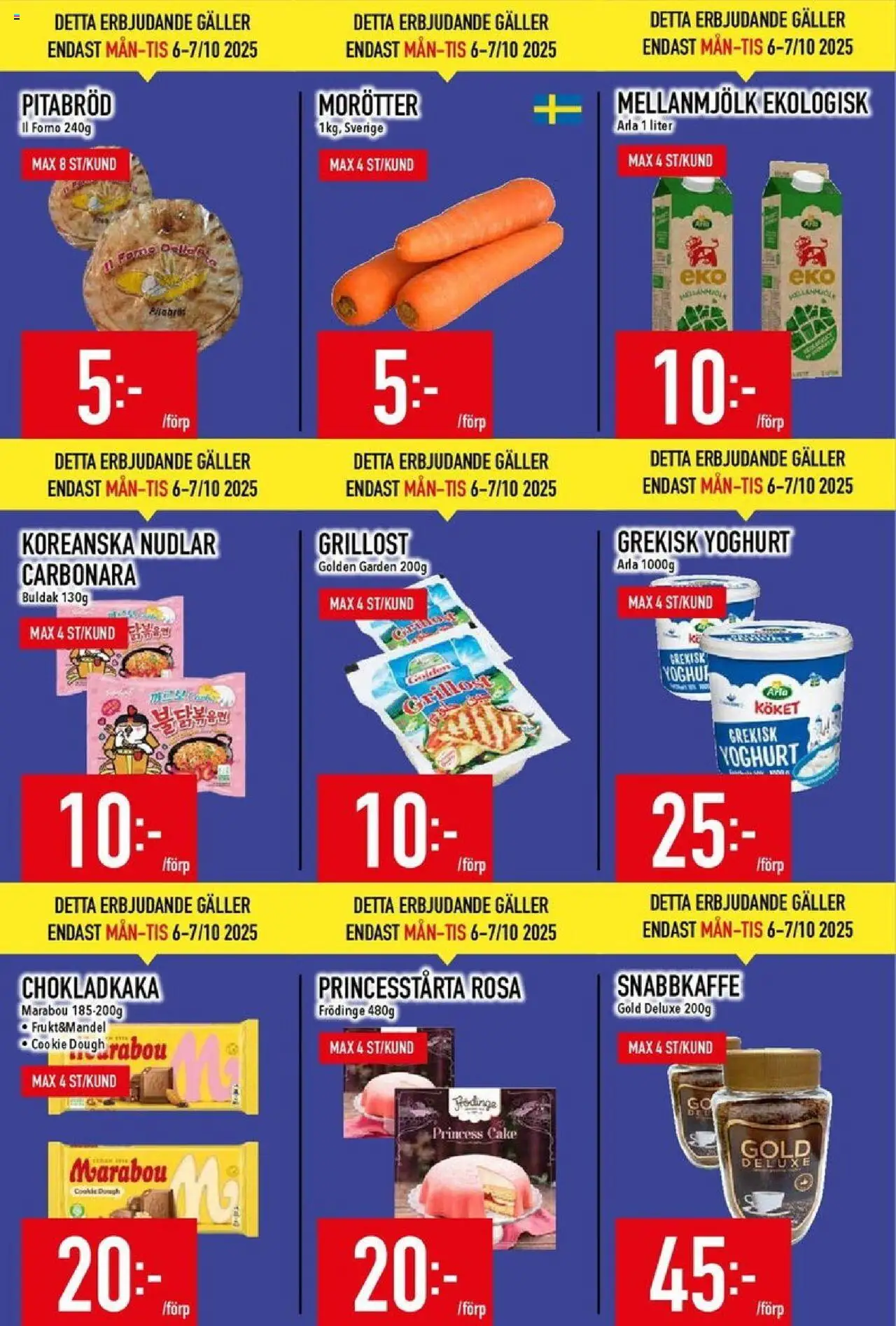 Matdax reklamblad aktuell från 06.10.2025 | Sida: 2 | Produkter: Chokladkaka, Grillost, Grekisk yoghurt, Yoghurt
